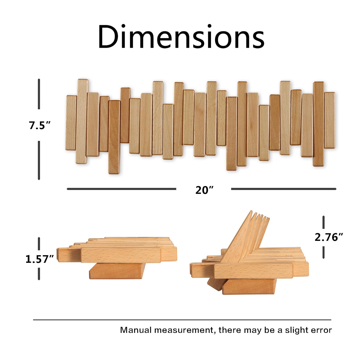 DESAINOPH® Wooden Coat Rack Wall Mounted Sticks Multi Rack Solid Handmade Natural Wood Artwork with 5 Flip-Down Unique Modern Hooks for Coats Bag Hat Umbrella