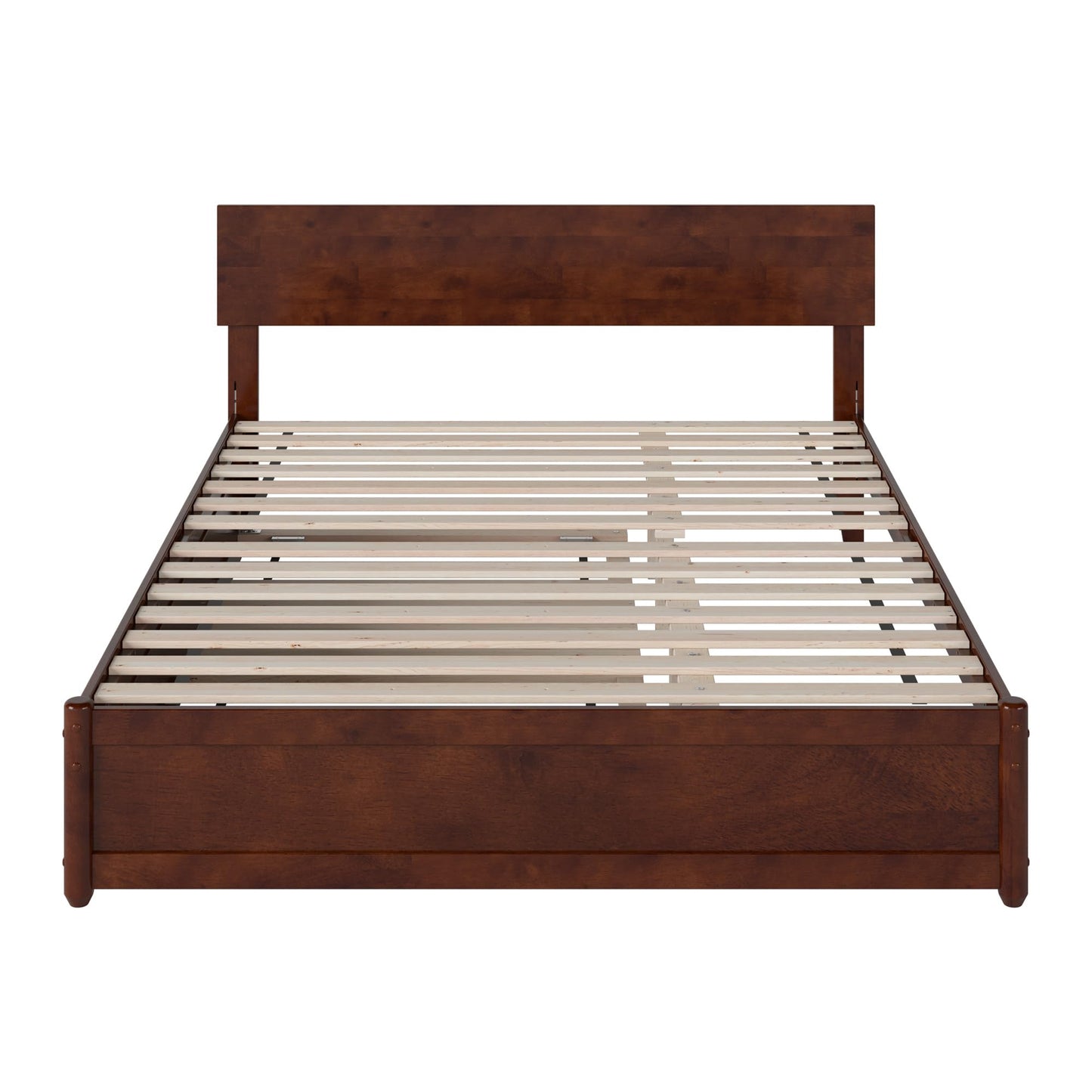 AFI, Wesley Queen Platform Bed with Panel Footboard & Twin XL Trundle, Walnut