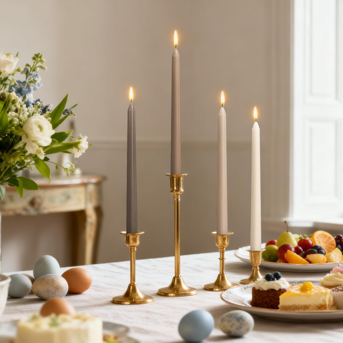 Viyffo 10-Inch Taper Candles, 12-Pack – Smokeless & Unscented Long Burning Taper Candlesticks, Hand-Poured Candles for Home Décor, Weddings & Dinner, Brown