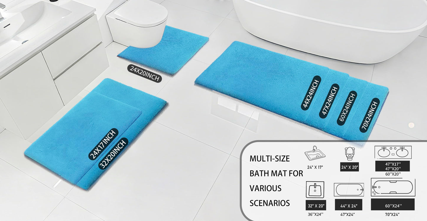MINIDEAR Toilet Rugs 24x20 - U Shaped Lake Blue Thick Memory Foam Contour Rugs,Ultra Soft & Plush Fluffy, Non-Slip, Quick Dry, Absorbent Washable Floor Microfiber Mat for Home Decor Accessories