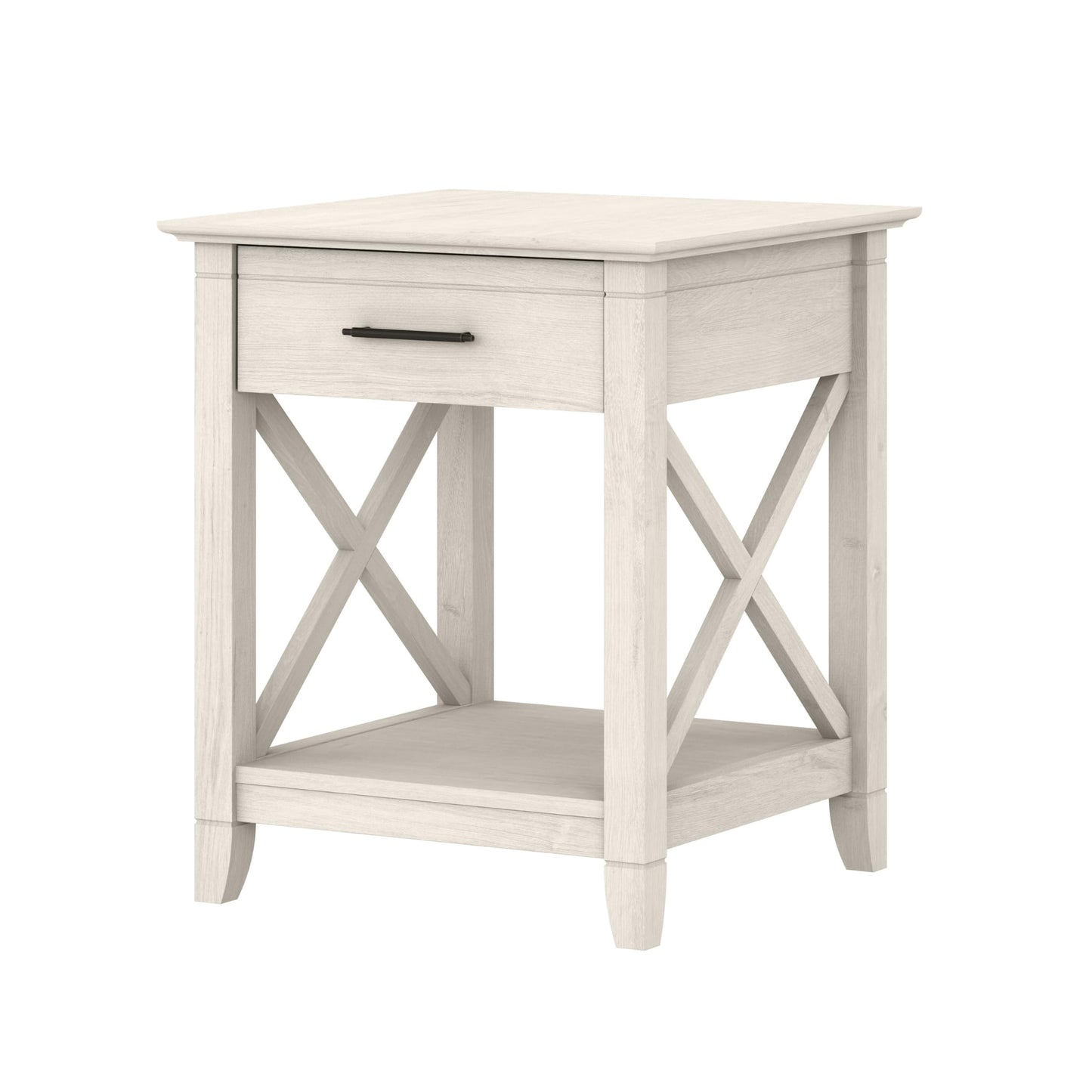 Bush Home End Table with Drawer, Nightstand with Storage, Living Room and Bedroom Furniture, Key West Collection, Linen White Oak