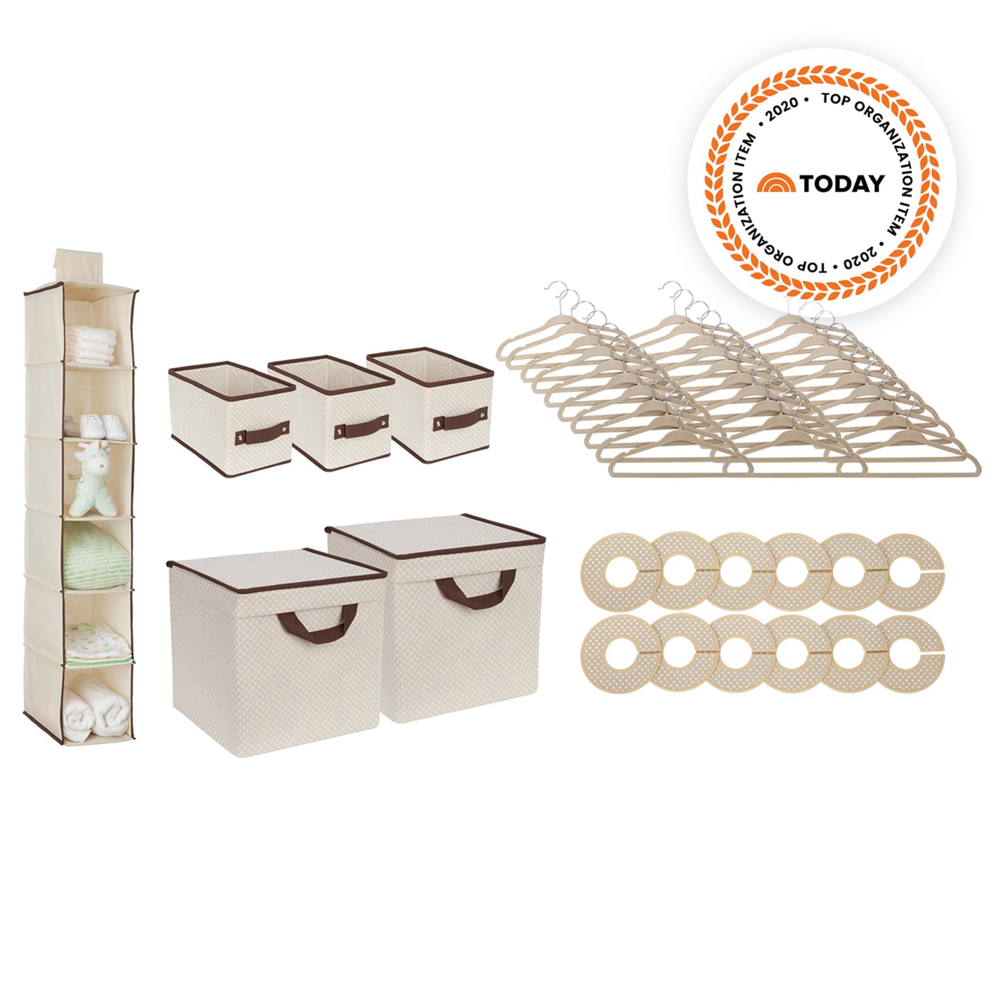 Delta Children Nursery Storage 48 Piece Set - Easy Storage/Organization Solution - Keeps Bedroom, Nursery & Closet Clean, Beige
