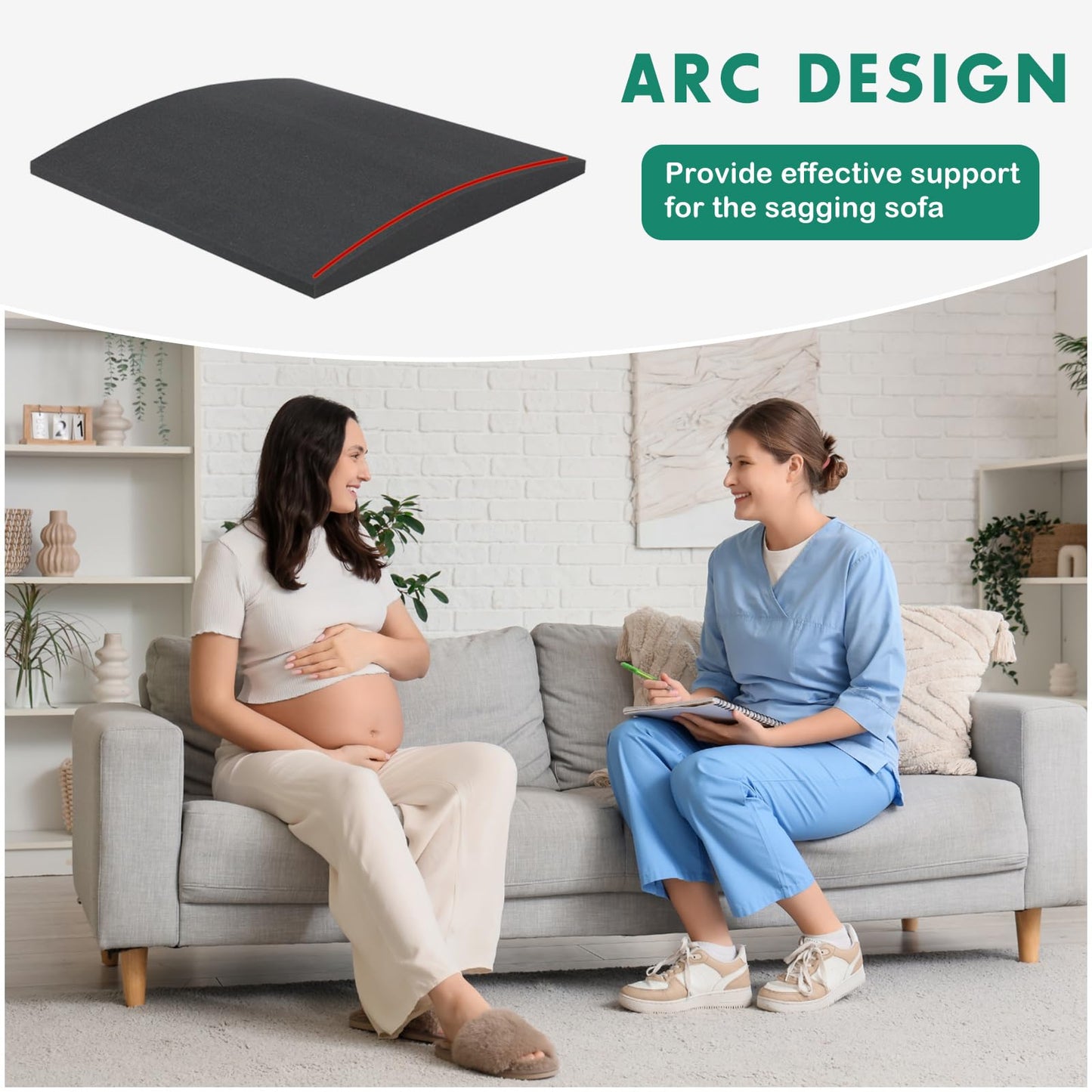 Langierspur Couch Cushions Support for Sagging Seats, Curved 20" x 20" High-Density Foam Support Board for Under Cushions, Firm Sofa Seat Repair Insert for Sectionals, Loveseats & Chairs,Black 2pcs