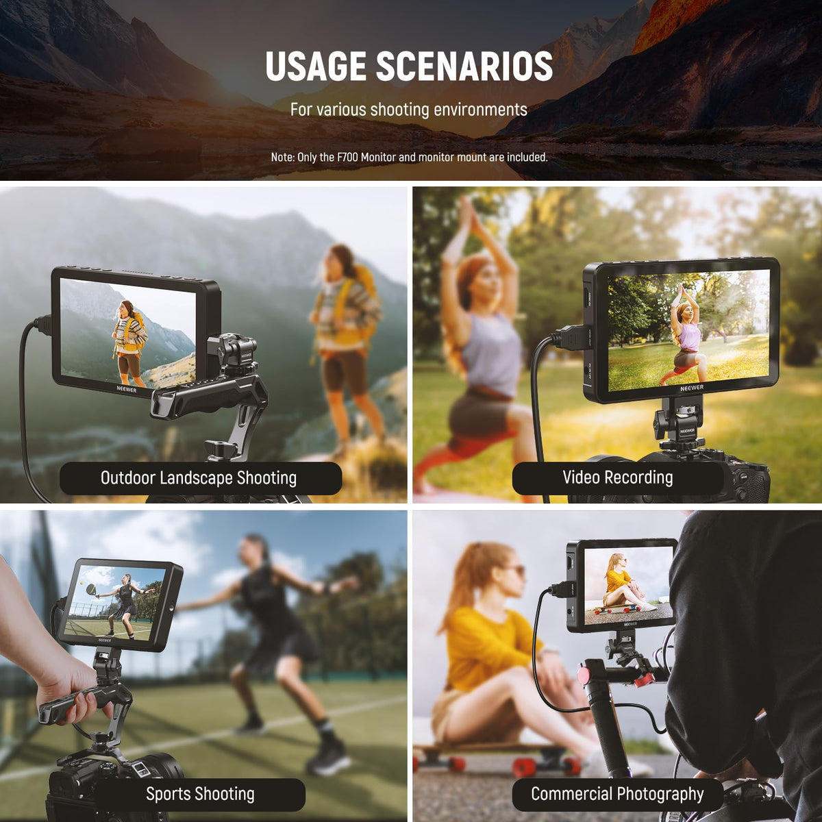 NEEWER F700 7" Camera Field Monitor, 2000nit HD 1920x1080 IPS Touch Screen with 3D LUT, 4K HDMI Loop in/Out with Peak Focus DSLR Video Assist HDR Waveform, Cold Shoe Mount, 5200mAh Battery & Cable