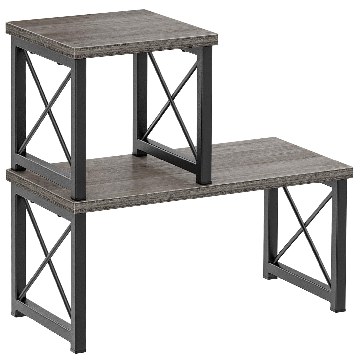 Honiter Desk Shelf for Top of Desk, Wood Desktop Shelf, 2 Tier Adjustable Bookshelf Organizer, Freestanding Stackable Desk Stand Storage Organizers Kitchen Counter Display Rack
