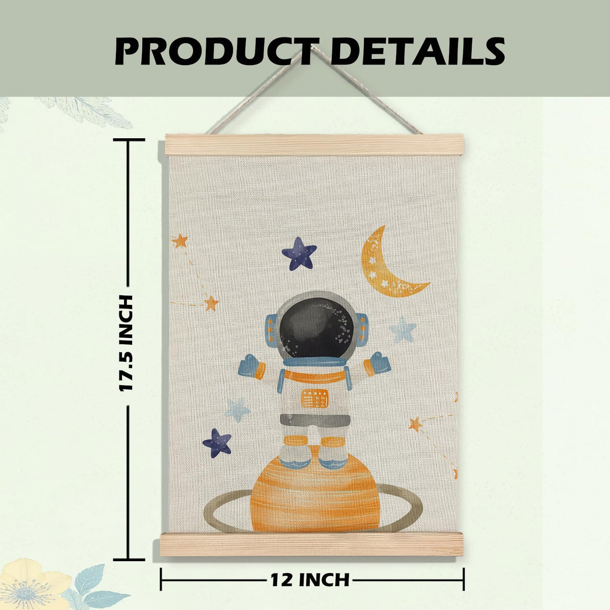 BearCake Space Nursery Decor, Solar System Plants Spaceman Wall Art Poster Hanger Frame, Space Canvas Prints Framed Wall Decor for Classroom Toddler Boys Room Nursery Playroom, 12x16 Inch Set of 2