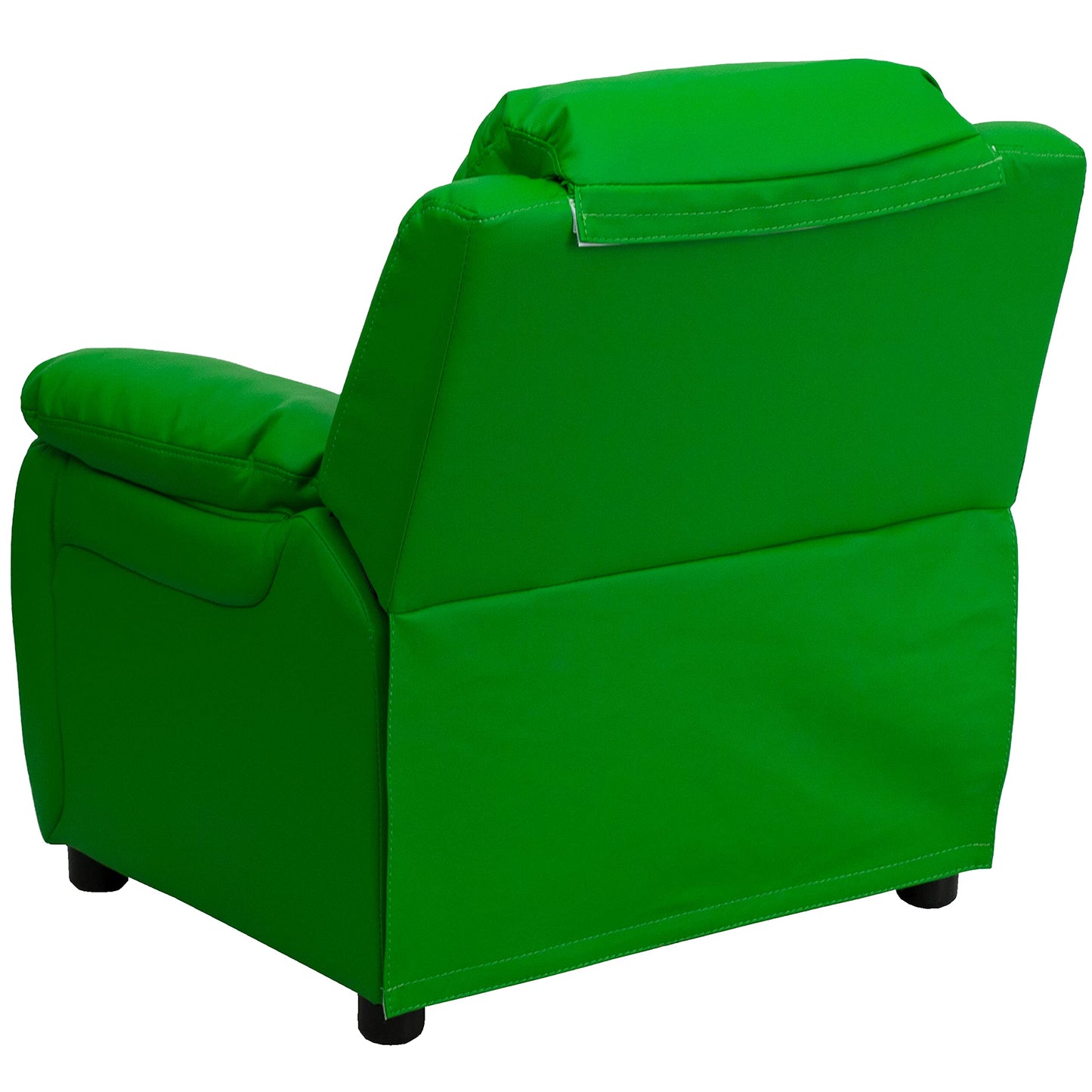 Flash Furniture Charlie Vinyl Kids Recliner with Flip-Up Storage Arms and Safety Recline, Contemporary Reclining Chair for Kids, Supports up to 90 lbs., Green