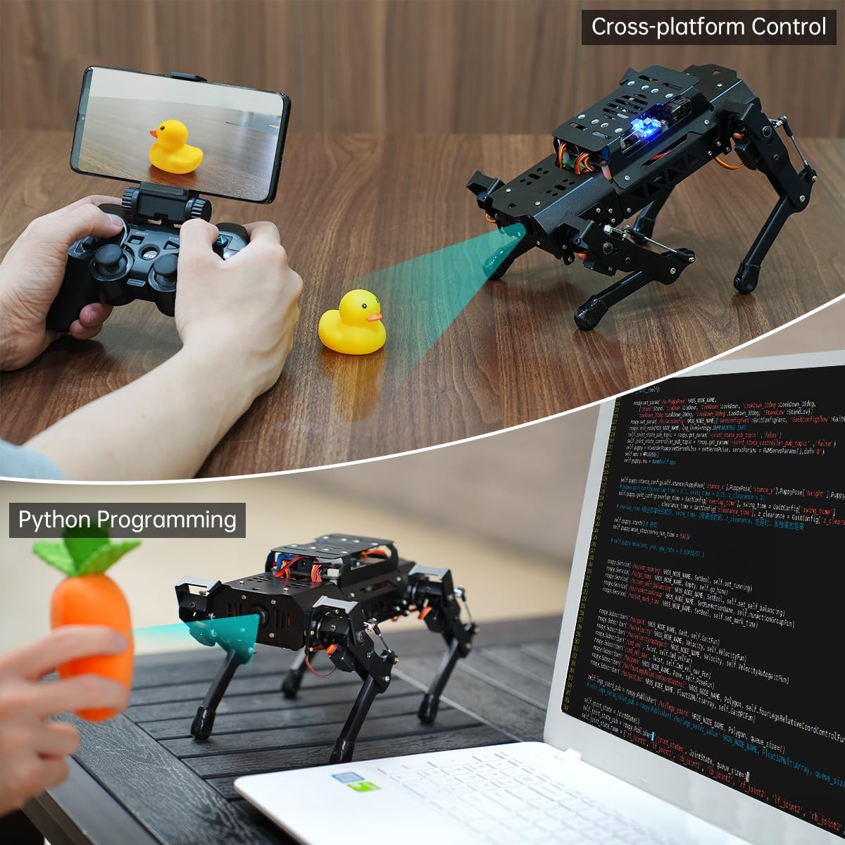PuppyPi Robot Dog with ChatGPT Large AI Models AI Embodied Intelligence ROS Robotic Dog Vision Scene Voice Understanding SLAM Mapping Navigation Bionic Quadruped Robot, Advanced Kit & RaspberryPi5 8GB