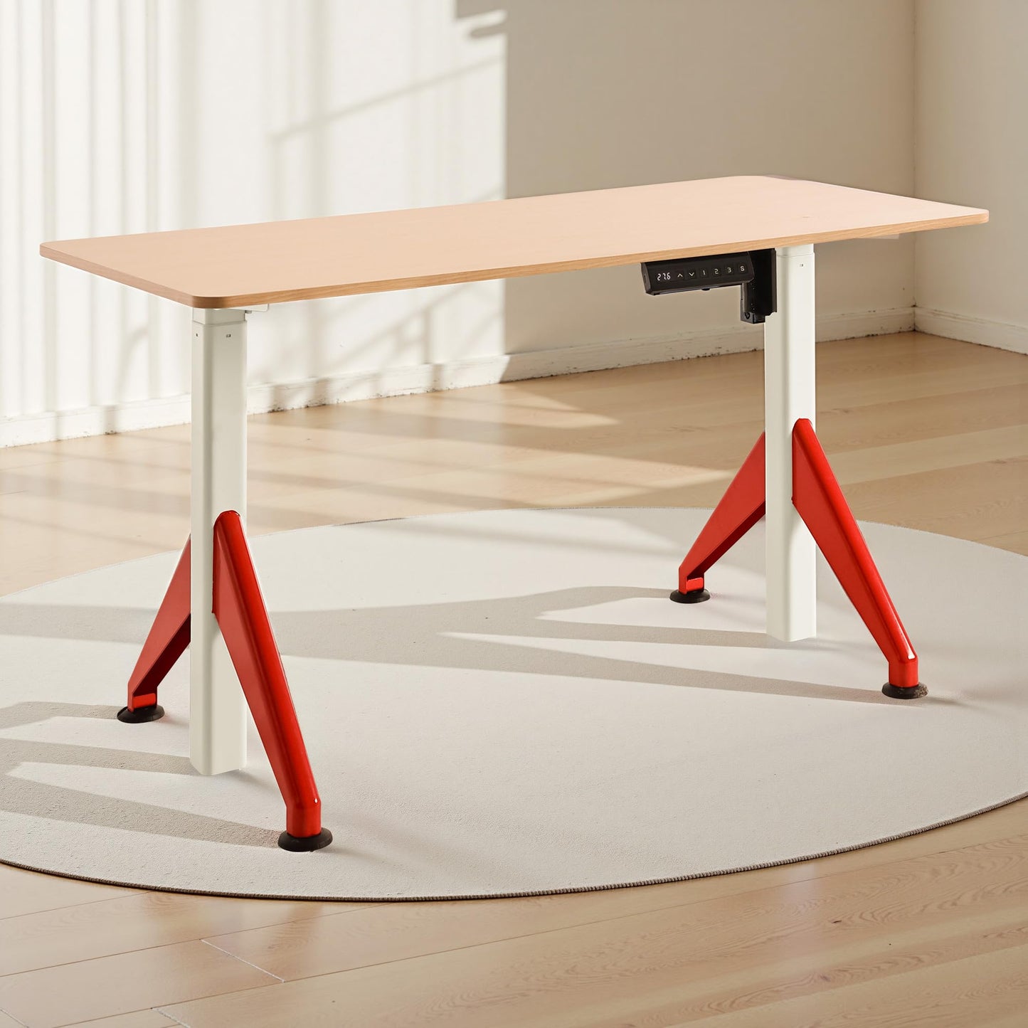 Fromann Electric Sit Standing Desk 47.2×23.6 Inches Height Adjustable Sit Stand up Desk for Home Office (Maplecolor)