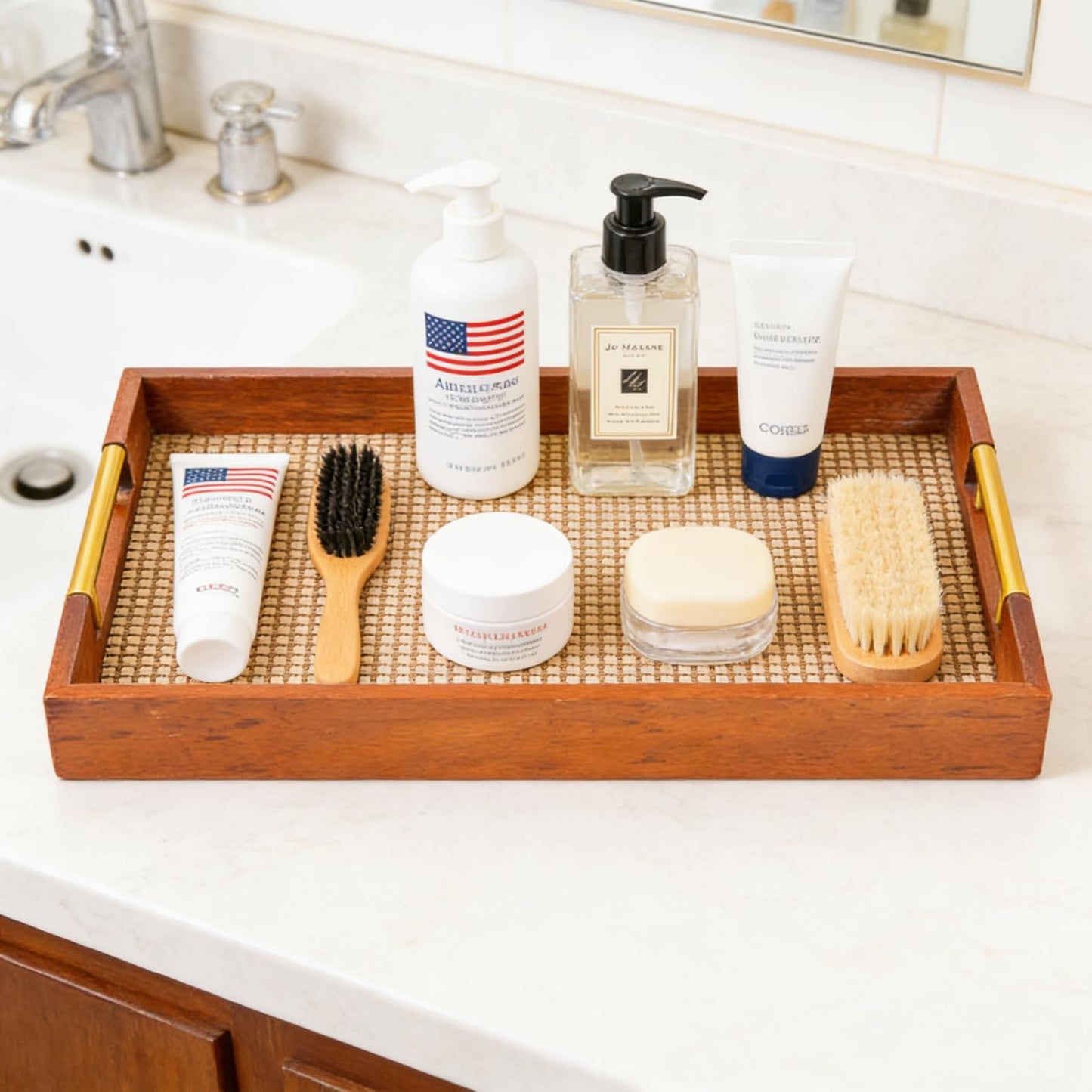 17.7x12in Wood Serving Tray with Handles Suitable for Coffee Tables Breakfast, Dinner Kitchen barbecues Ottoman Parties and Bars Can be Used as a Storage Tray for Rustic Decor