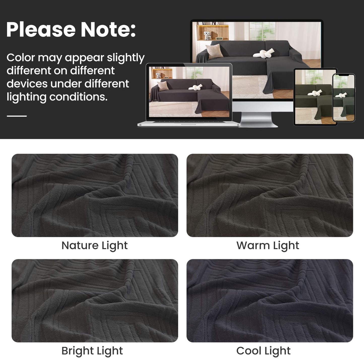 CYCMACO Sectional Couch Covers for Dogs 2 Pieces, Pet Couch Covers for Sectional Sofa, Washable L Shaped Couch Cover, Couch Blanket Furniture Protector (X-Large: 78" x 110" + 78" x 118", Dark Grey)