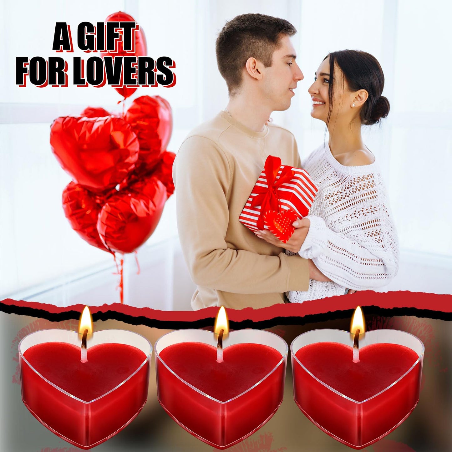 Tisancy 12 Pcs Low Temperature Candles, Red Heart Low Heat Candles Romantic Valentine's Day Gifts for Women, Body Safe Wax Dripping Play Smokeless Unscented Tea Lights for Anniversaries, Home Decor