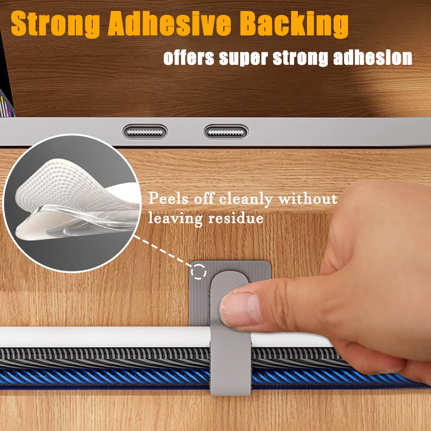 80PCS Hook and Loop Cable Straps, Cable Management Under Desk, Adhesive Cable Ties, Reusable Wire Organizers for Cords, Cords Management, Computer Accessories for Desk, Home Office Essentials, Black
