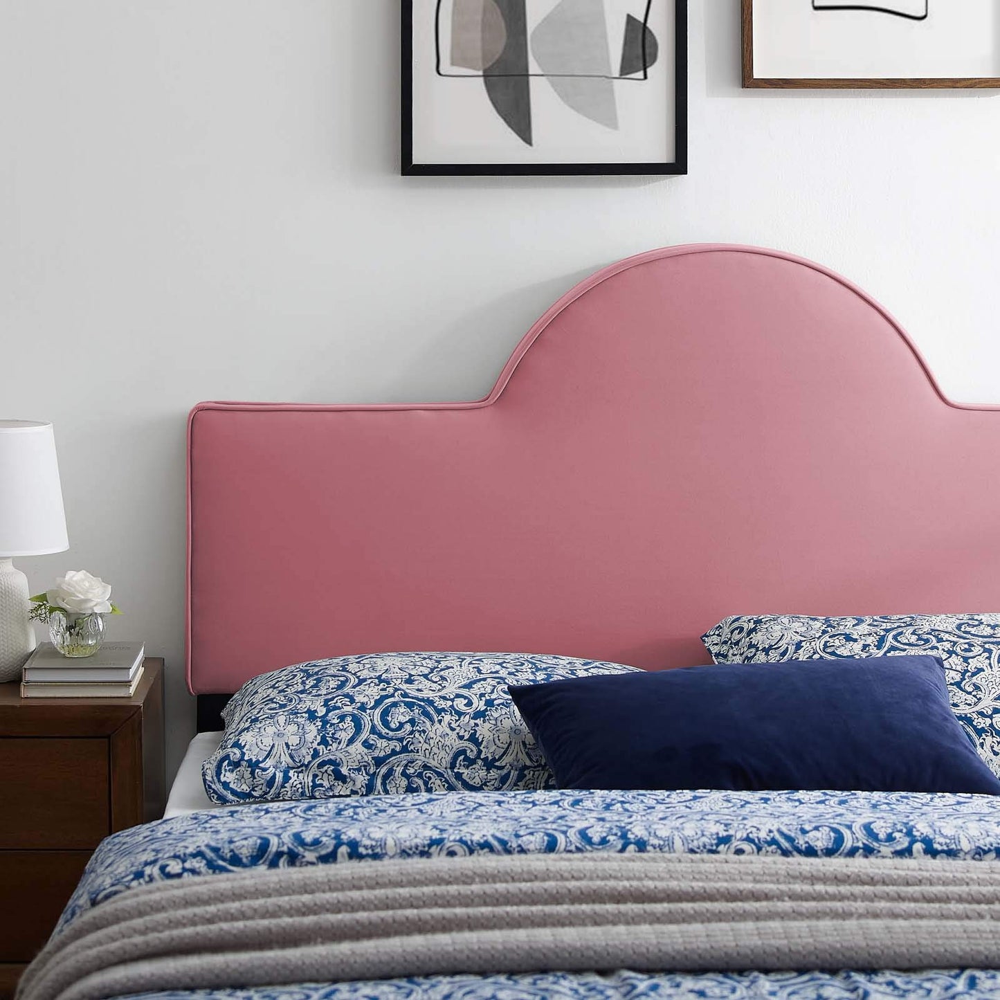 Modway MOD-6302-DUS Dawn Twin Performance Velvet Headboard, Dusty Rose