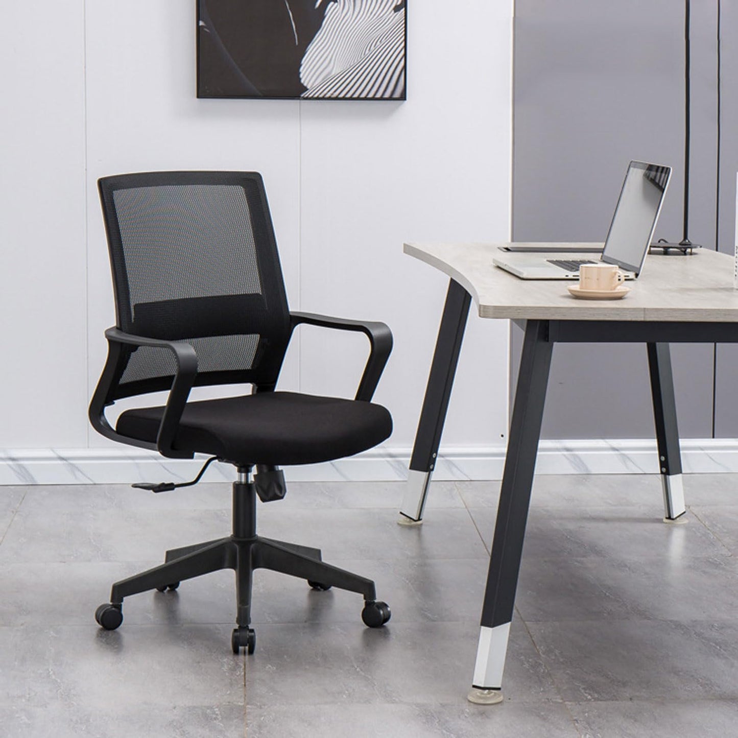 Mid Back Office Chairs Cantilever Desk Chair Ergonomic Mesh Meeting Chair with Lumbar Support, Sled Base,No Wheels Armchair for Meeting Boardroom Visitor Reception