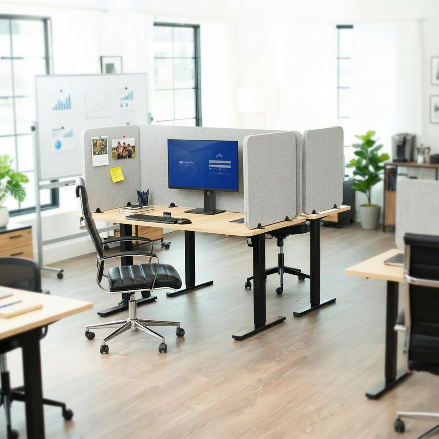 VIVO Gray Freestanding 24 x 24 inch Privacy Panel, Sound Absorbing Cubicle Desk Divider, Acoustic Partition, PP-1-V024G-S