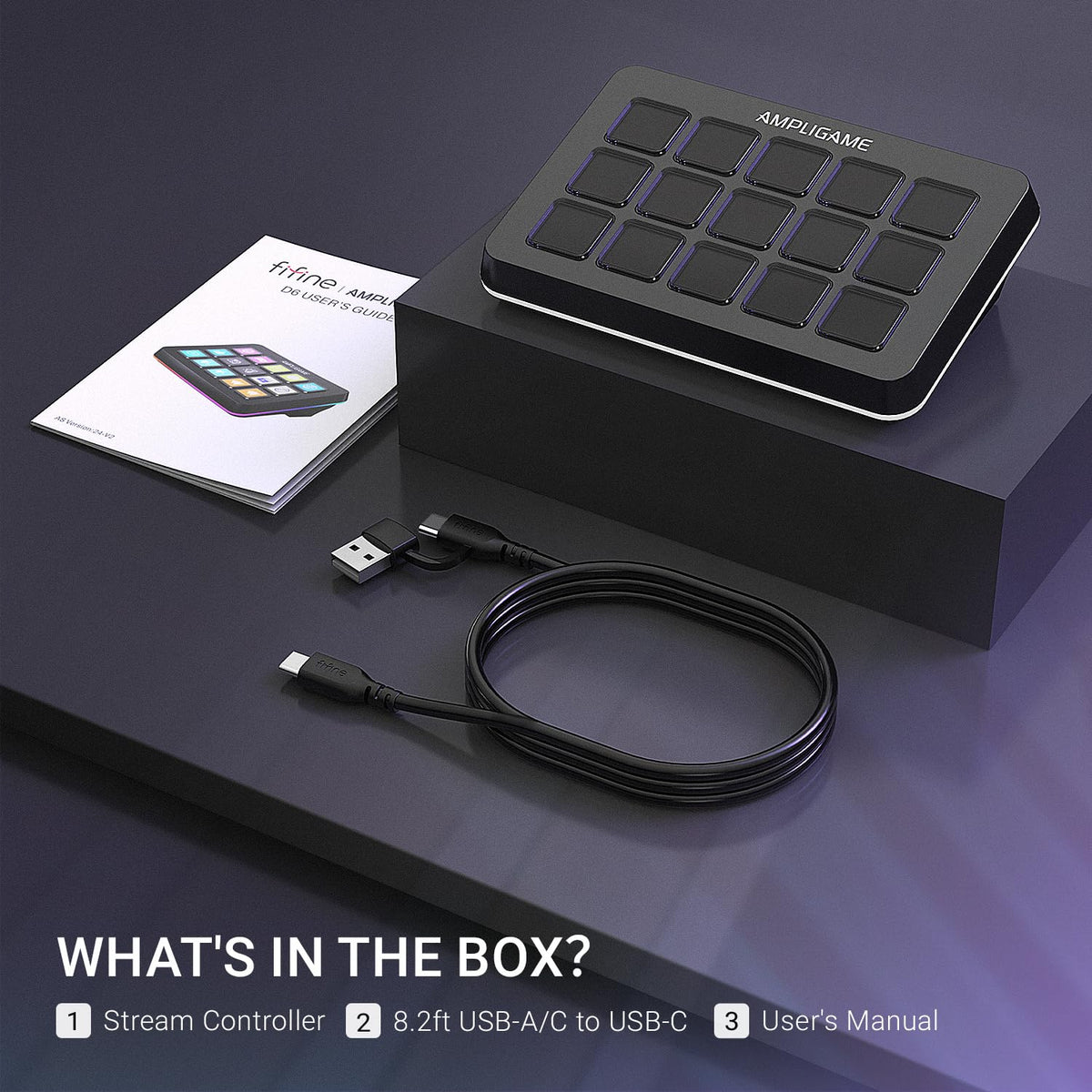FIFINE AmpliGame Stream Controller with 15 Macro Keys, Streaming Keyboard with Trigger Actions in OBS/Twitch/YouTube/Streamlabs, Shortcut Buttons Keypad Works with Mac and PC-D6