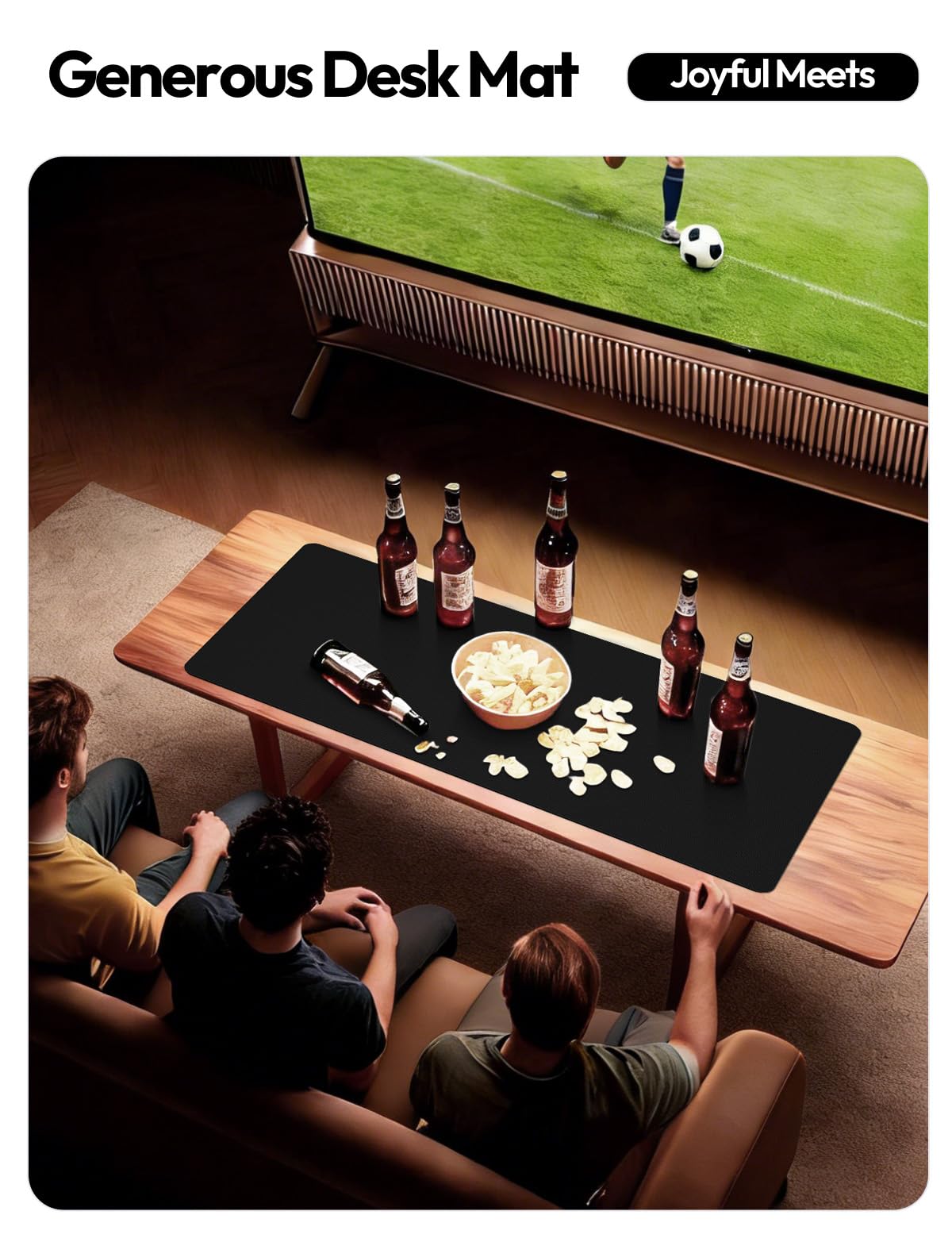 YSAGi Leather Desk Protector, Office Mat, Large Mouse Mat, Non-Slip PU Leather Blotter, Laptop Desk Pad, Waterproof Writing Pad for Office and Home (Black, 47.2" x 23.6")