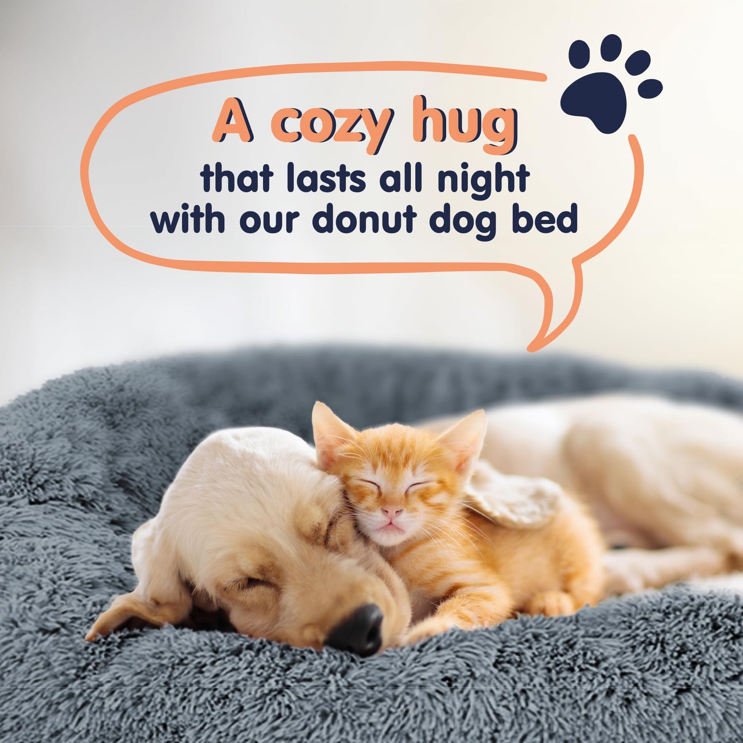 Donut Dog Bed - Premium Comfort for Anxiety Relief - Fluffy & Calming Design with Ultra-Plush Support | Cozy Round Dog Bed with Super Soft Circle Style (Dark Grey, Small)