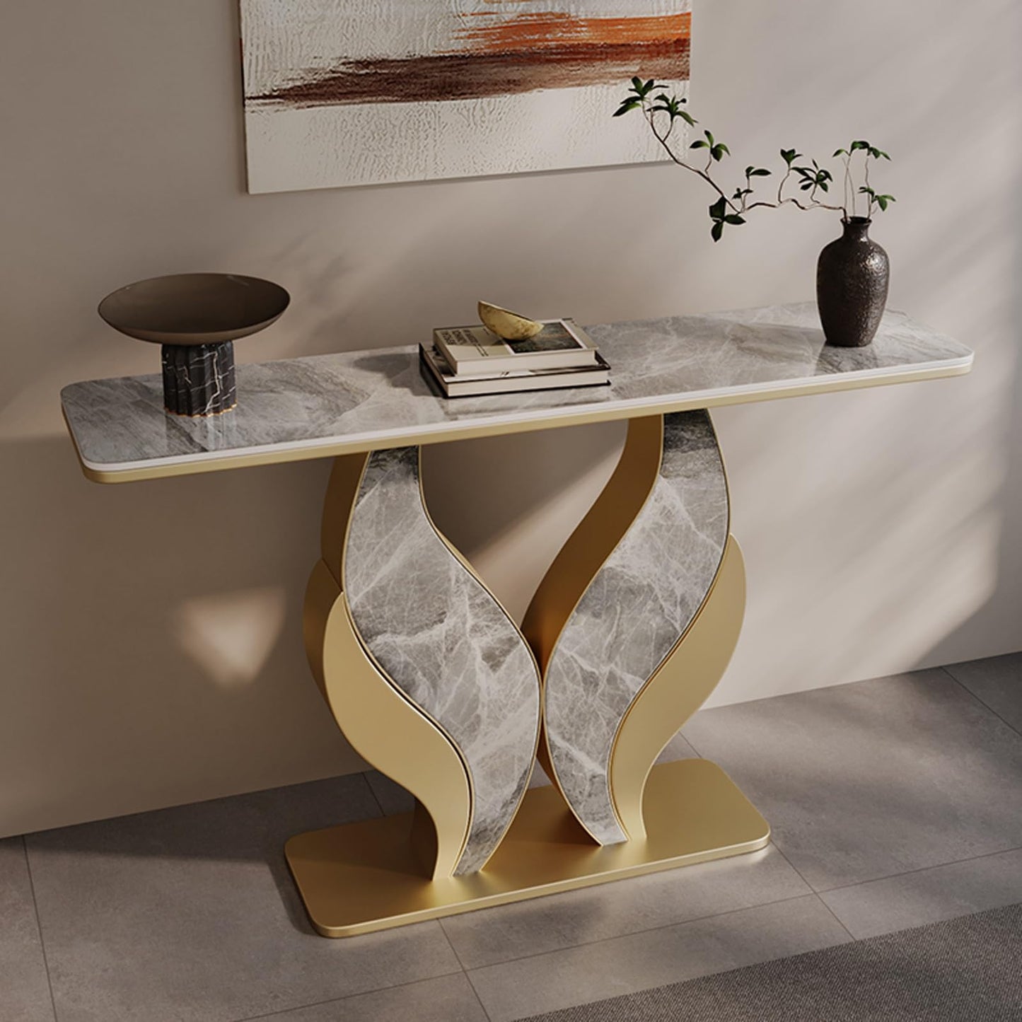 Sofa Tables Modern Wooden Console Table,Console Table, Rectangle Narrow Accent Foyer Table, Extra Long Entryway Table with Double Arc Base, Entryway Table for Living Room, Hallway, Entrance(