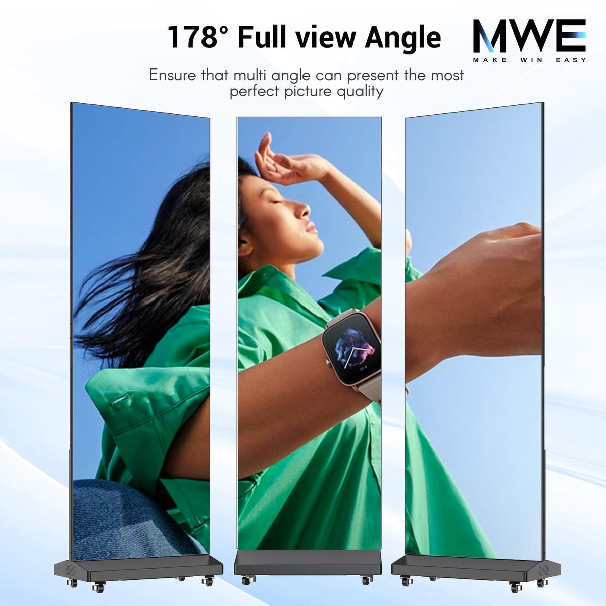 80 Inch LED Digital Signage Display, Foldable Seamless Stitching Kiosk, P1.86 GOB LED Screen Poster with Flight Case, Commercial Advertising Display for Events, Rentals and Weddings (Black, 2 Unit)