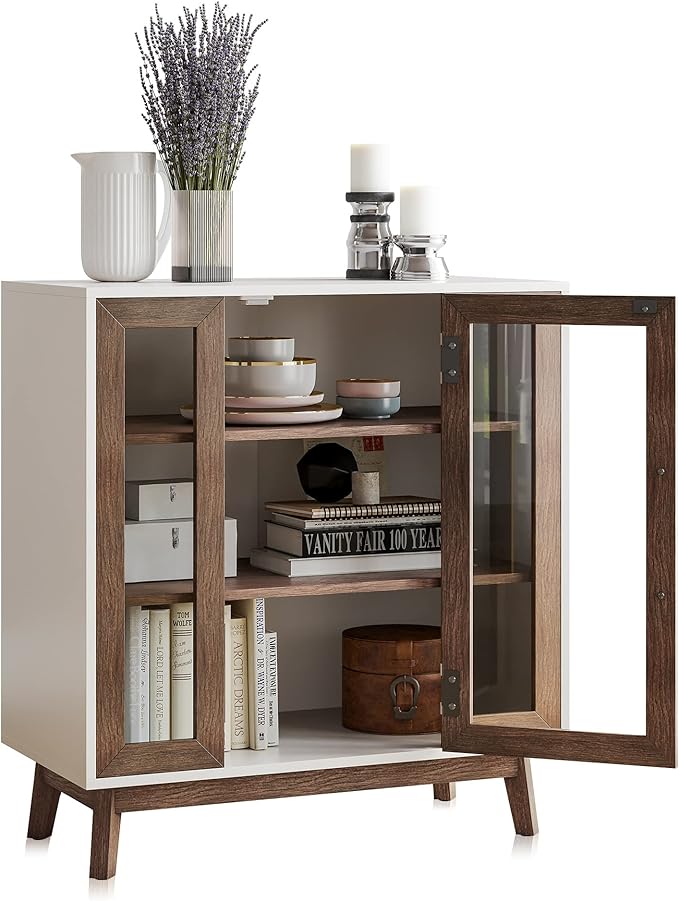BELLEZE Modern Curio Cabinet, 3-Tiers Console Table, 31 Inch