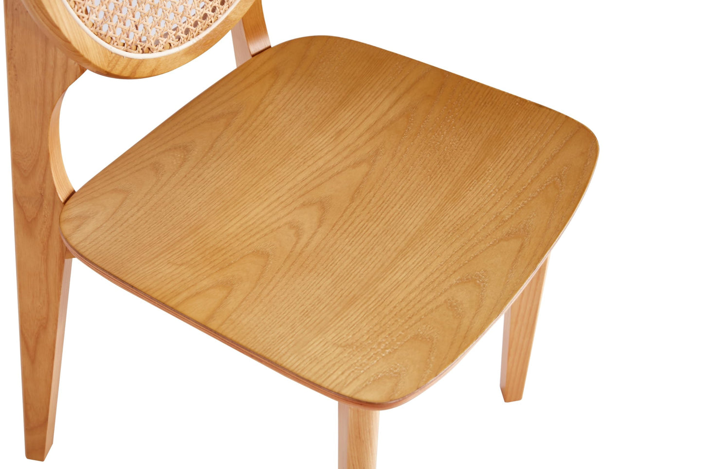 Manhattan Comfort Versailles Rattan Dining Chair, Wicker Round Backrest with Solid Ash Wood Frame, Mid Century Modern Fully Assembled Chairs, Set of 4, Natural