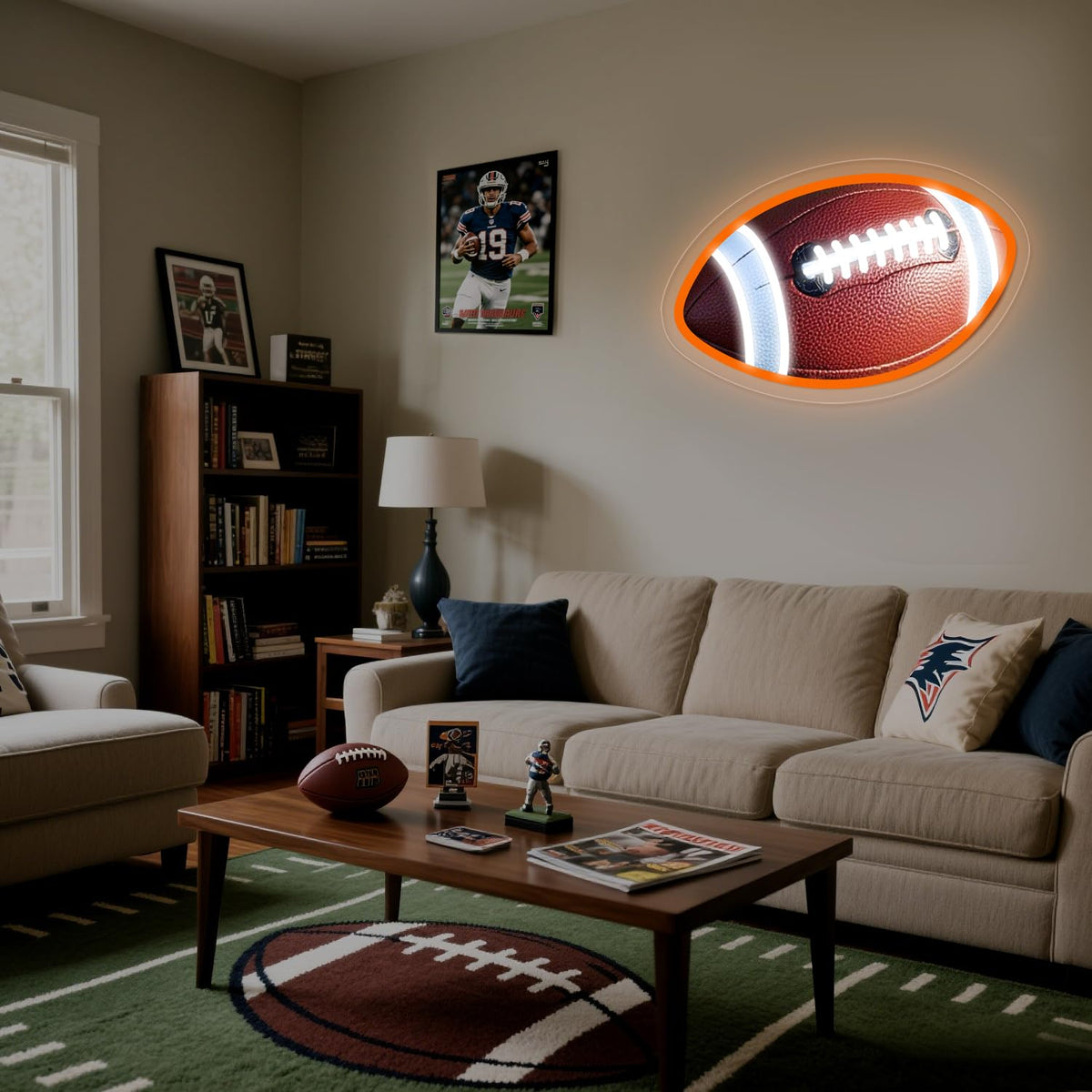 Football Neon Sign Football Shaped LED Light for Wall Decor Dimmable USB Powered Sign for Bedroom Man Cave Game Sports Room Football Gifts for Boys Fans