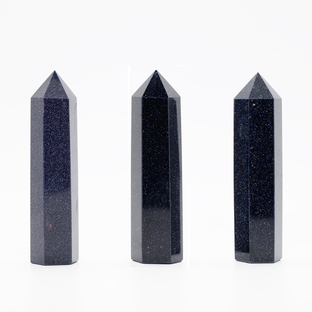 Natural Blue Sandstone Healing Crystal Hexagonal Pointed Prism Decor