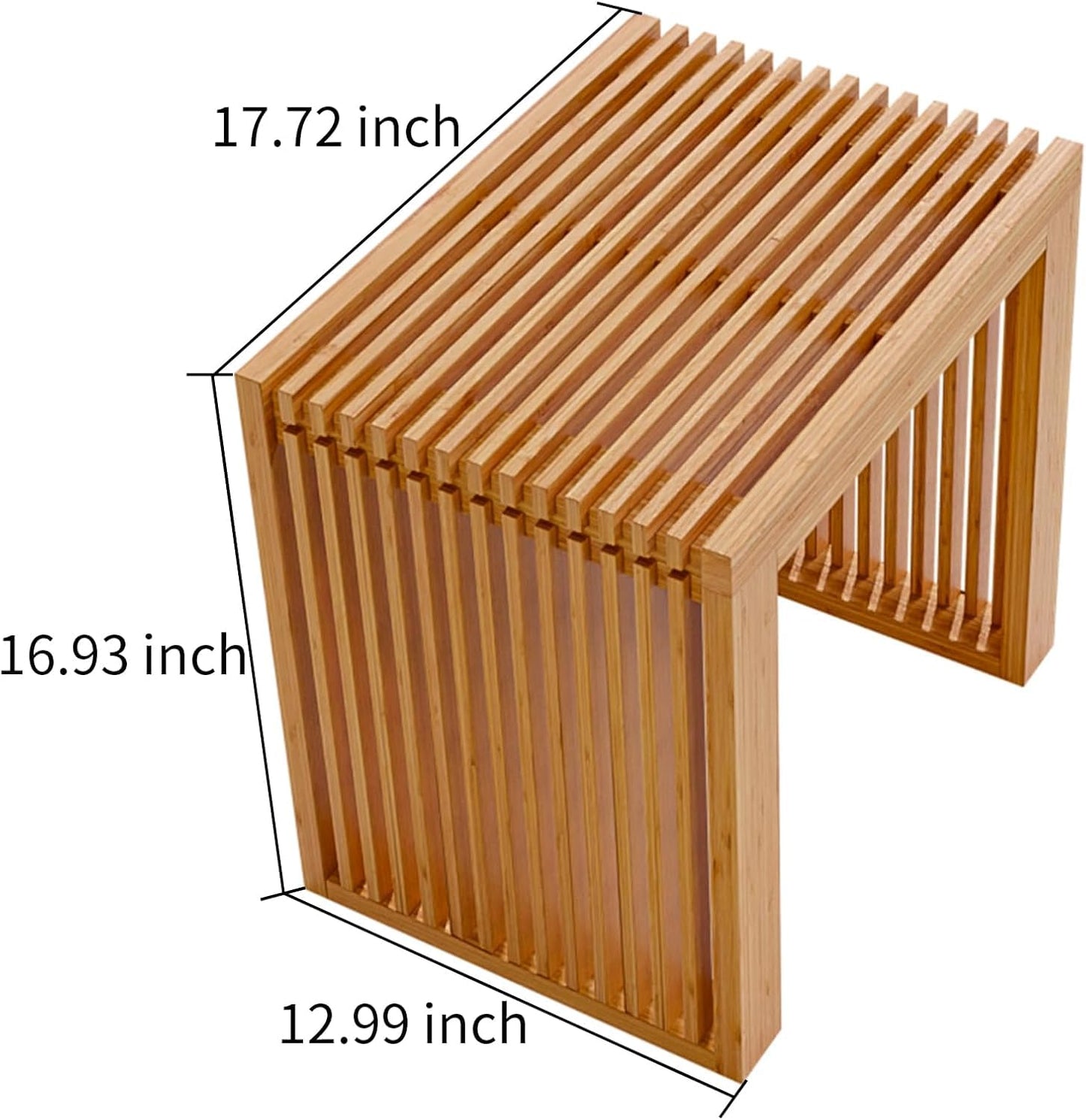 APRTAT Small Bamboo Dining Bench, 17inch Farmhouse Decor Indoor Kitchen Table Bench, Entryway Shoe Rack Bench, Outdoor Bench, Solid Bamboo Benches for Living Room, Hallway, Bedroom, Bathroom