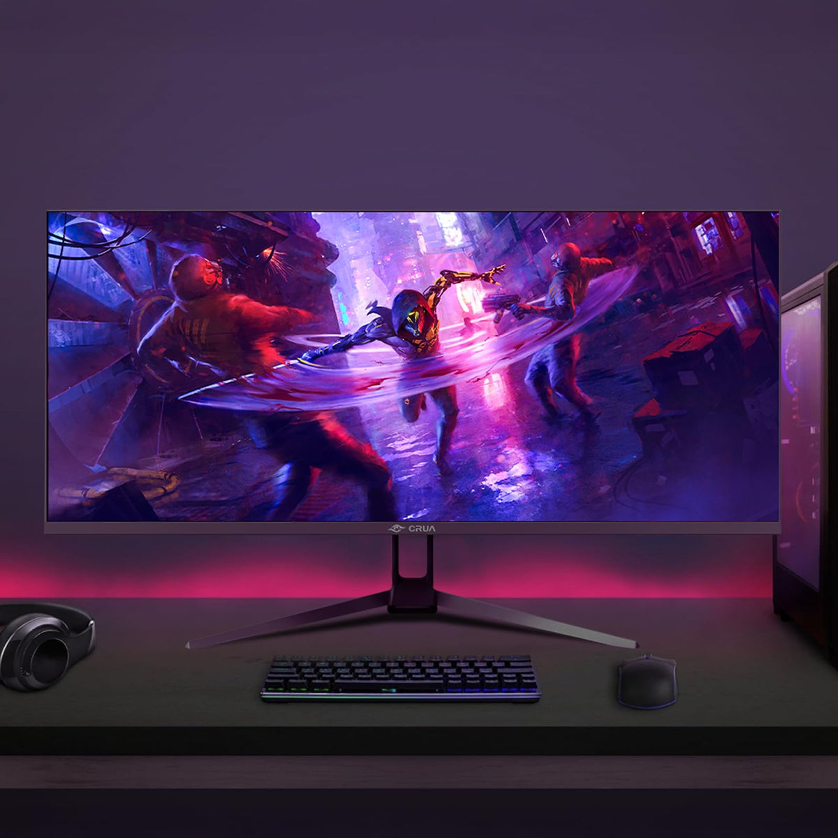 CRUA 34'' Gaming Monitor 165Hz/144Hz, UWQHD 3440x1440P IPS Ultrawide Screen Computer Monitors with Built-in Speakers, Supports FreeSync, 120% sRGB, PIP/PBP, HDMI2.0 & DP1.4, Wall Mount&Tilt Adjustable