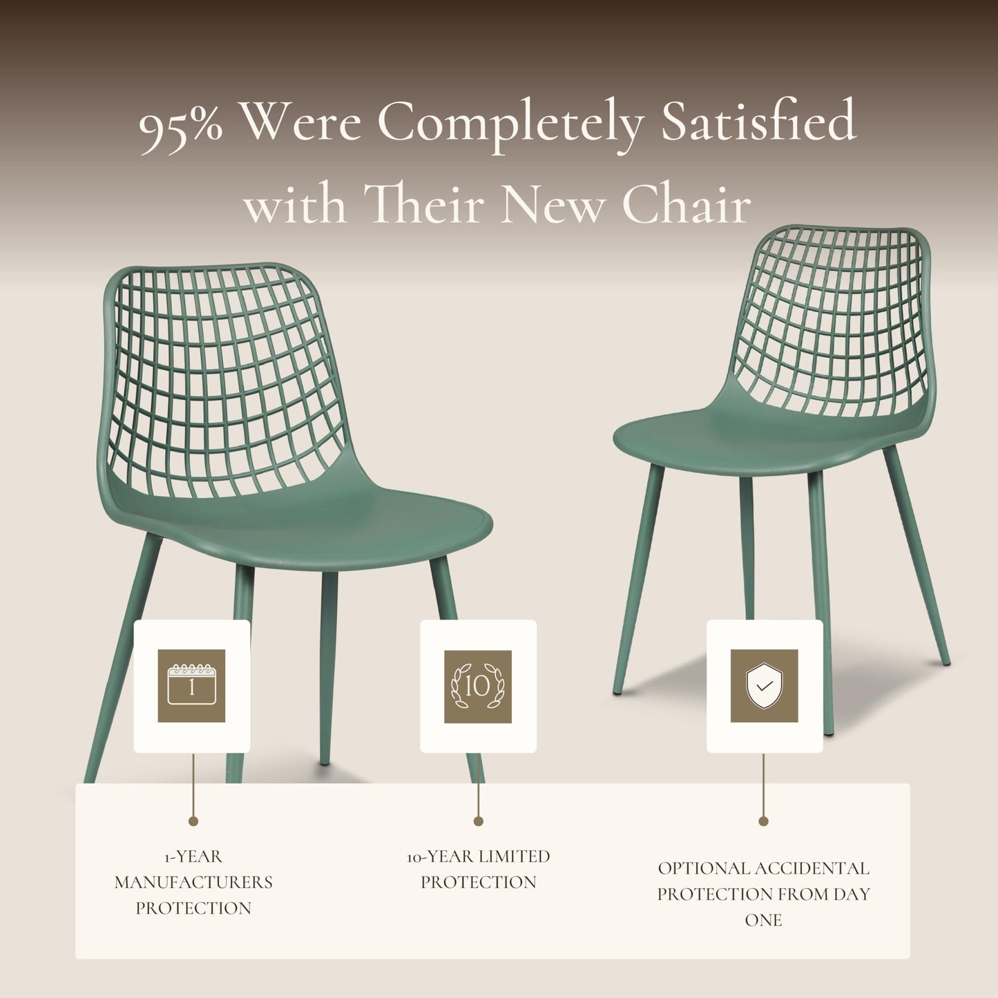Poly & BARK Marais Modern Dining Chairs Set of 4 – Mid Century Modern Plastic Dining Chair with Metal Legs – Kitchen & Dining Room Chairs – Dining Table Chairs Set – Indoor/Outdoor – Pistachio Green