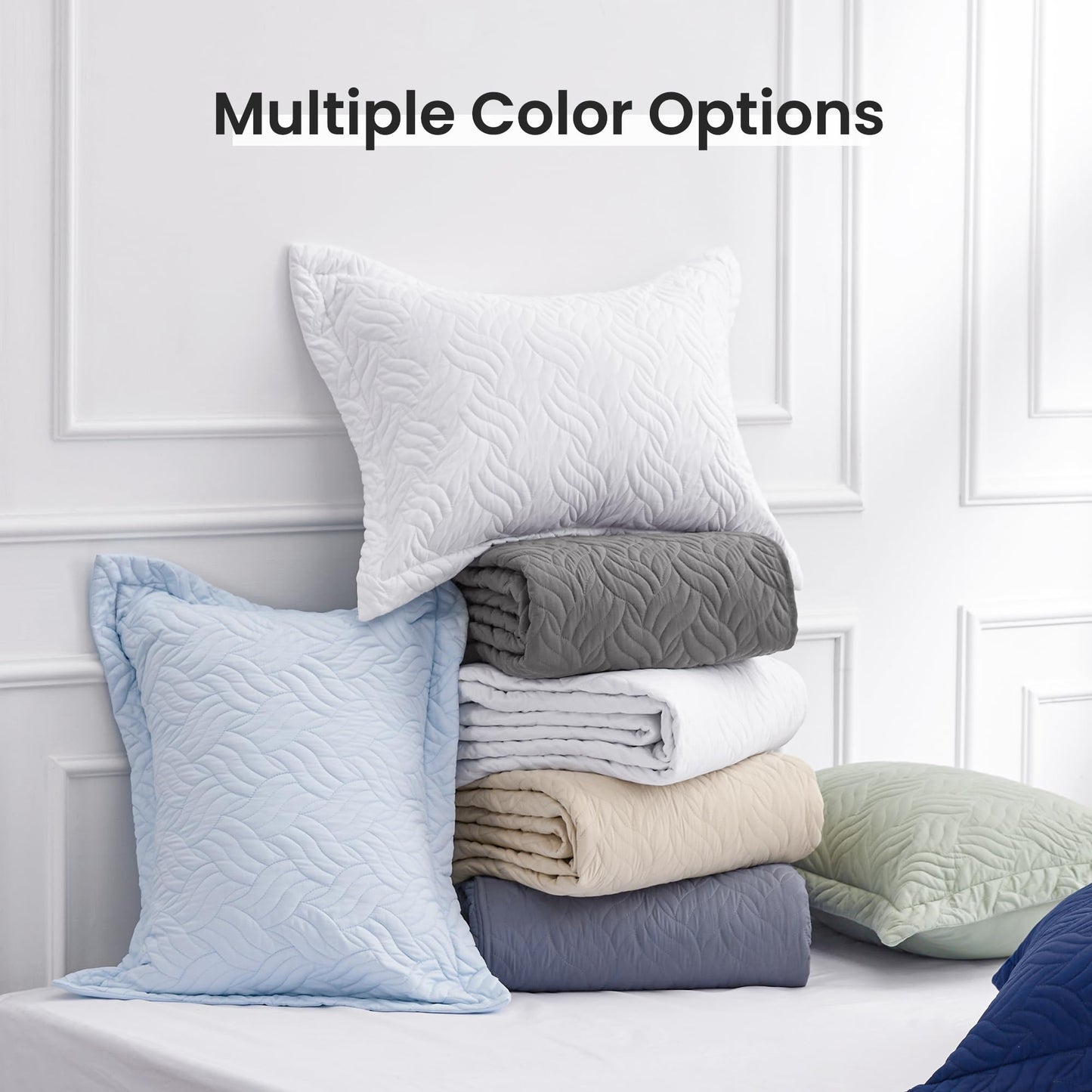 Love's cabin Quilts for Queen Bed White Bedspreads - Soft Bed Summer Lightweight Bedspread Comforter - Modern Style Wave Pattern Coverlet for All Season - 3 Pieces (1 Quilt, 2 Pillow Shams)