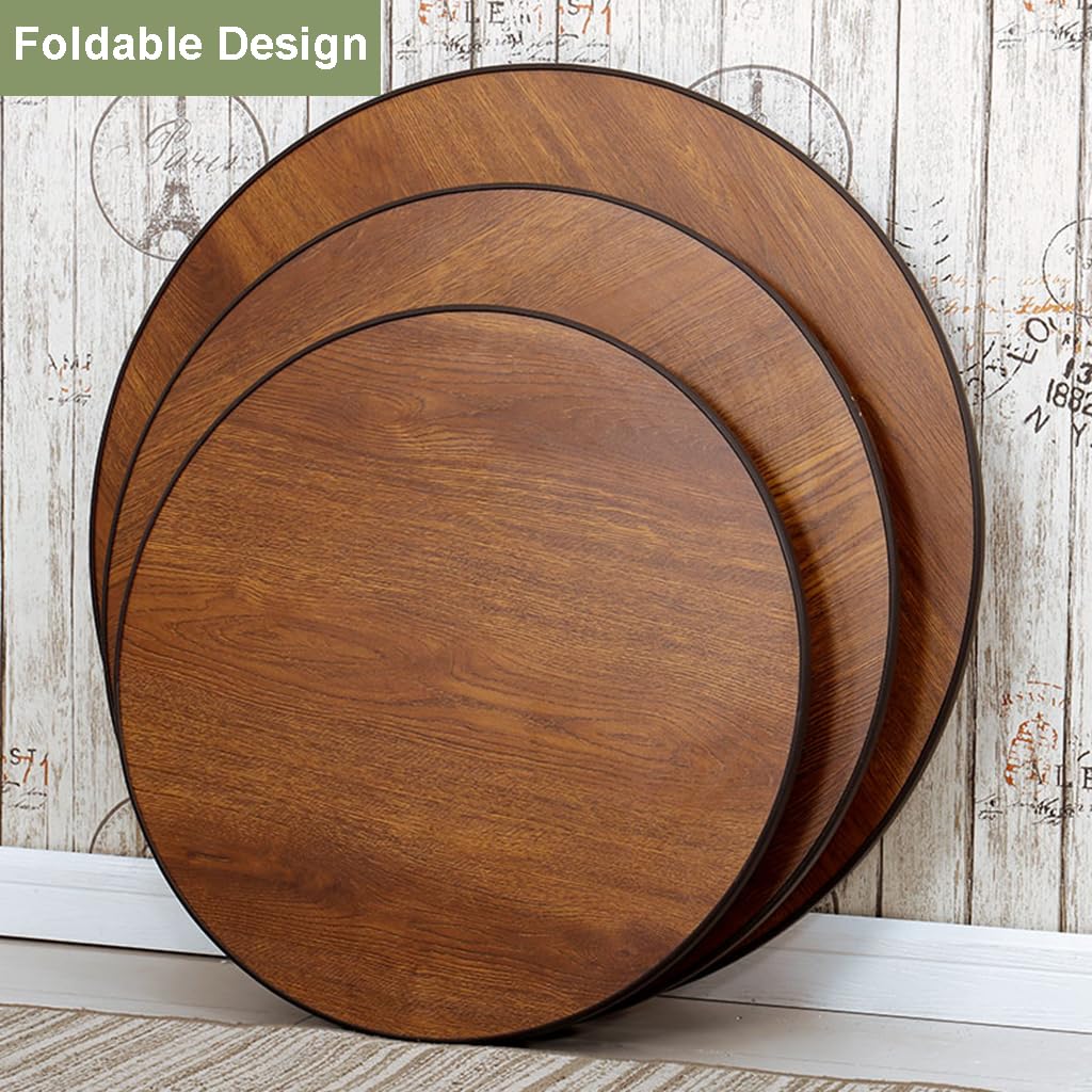 WIKLMOTH Folding Round Japanese-Style Tea Coffee Table Low Table, Foldable Dining Table, Study Table, Small Desk, for Tatami Sitting On The Floor Bedroom Bay Window Tea Room, Space Save(60 * 60cm)