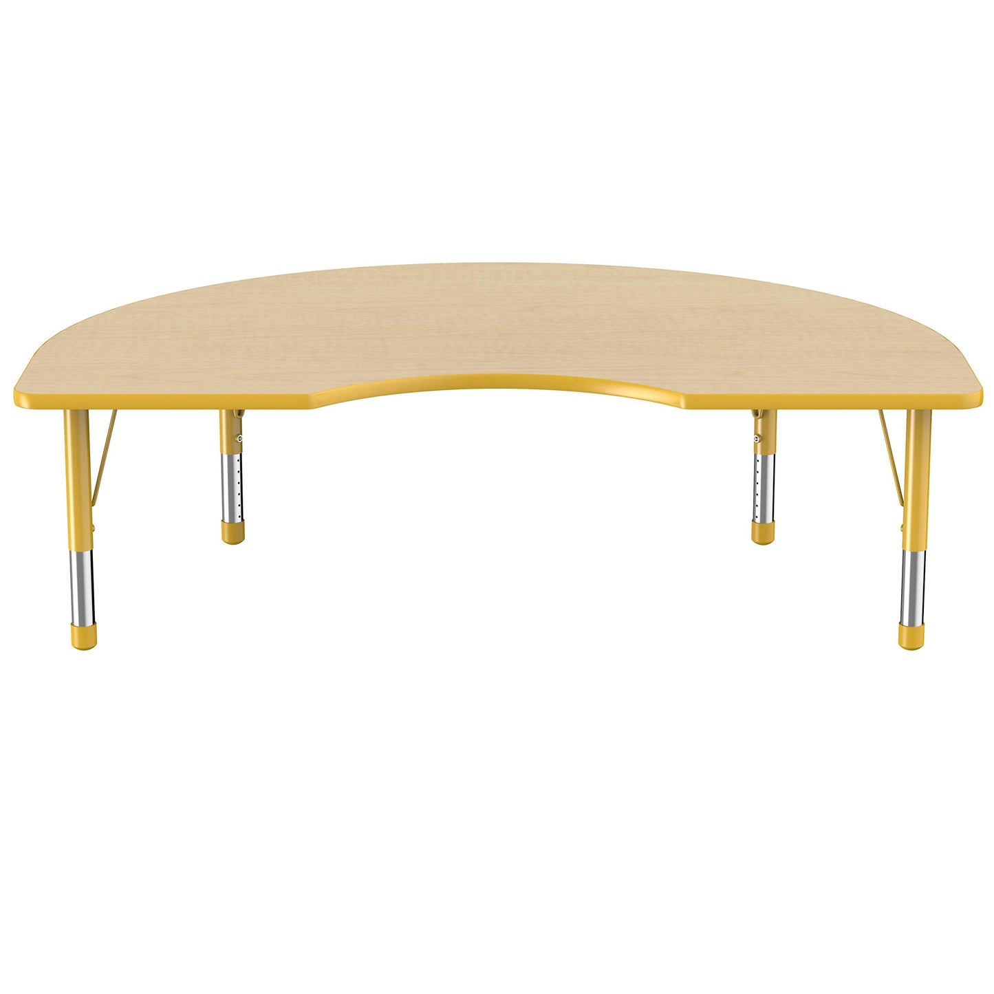 Factory Direct Partners 10087-MPYE Kidney Activity School and Classroom Kids Table (48" x 72"), Toddler Legs, Adjustable Height 15-24" - Maple Top and Yellow Edge
