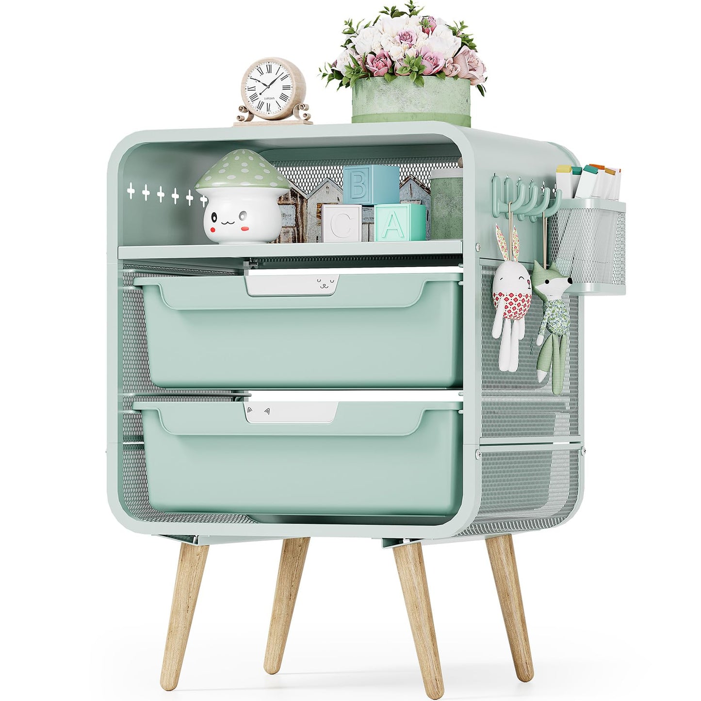 SYKIARIOL Kids Nightstand,Cute End Table with Storage Drawer,Nightstand for Girls Bedroom Furniture