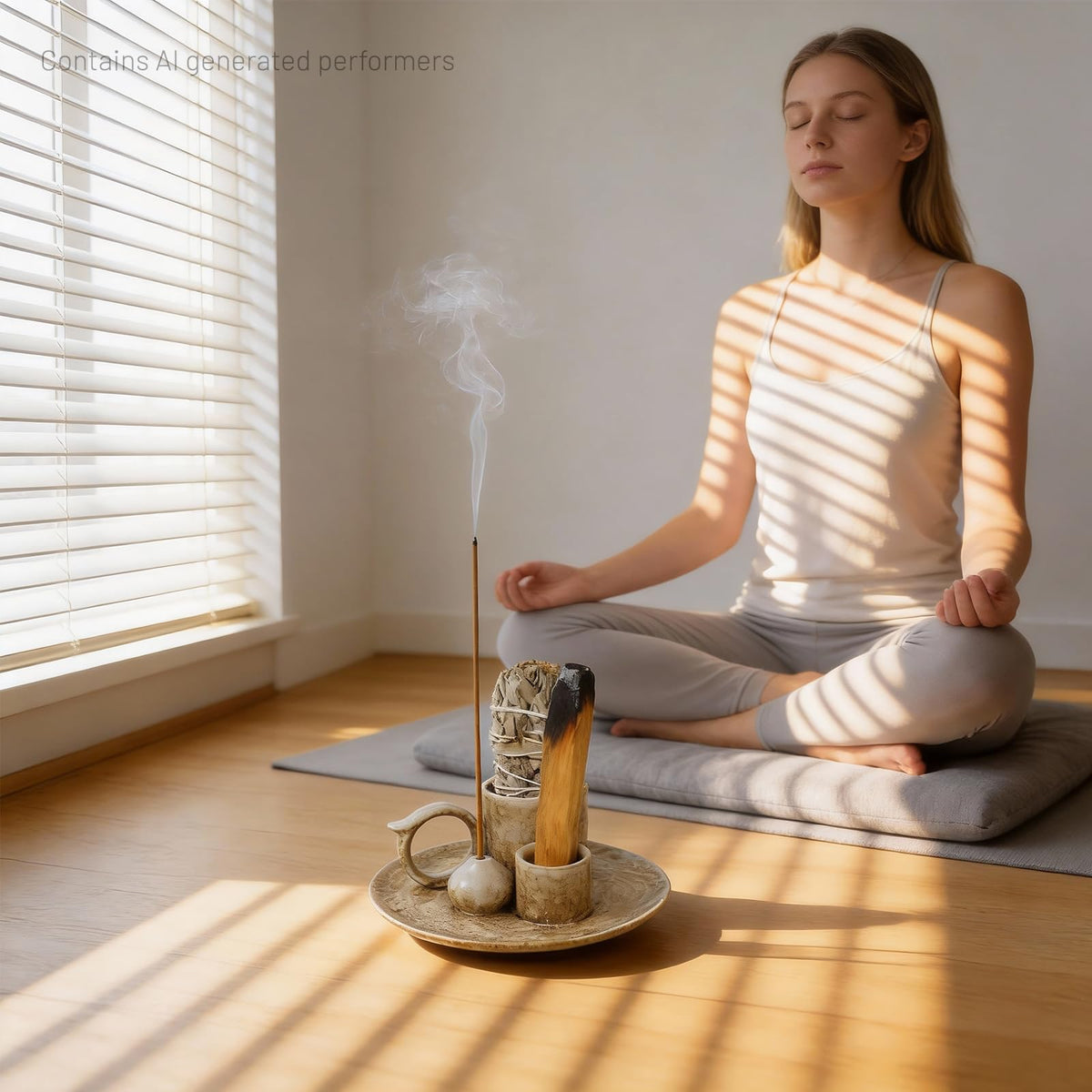 Tnstbiee 4.1-Inch 5-in-1 Ceramic Smudge Bowl-Versatile Incense Stick Holder and Smudging Dish for Palo Santo and Sage–Ideal for Zen Altar, Meditation,Yoga, and Aromatherapy–Easy to Clean Brown Design