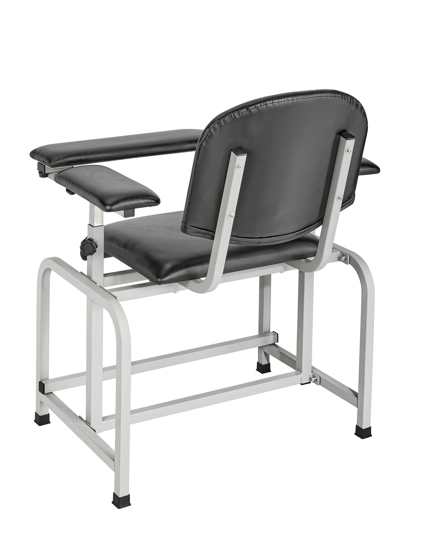 VivaComfort Black 400 lbs Weight Capacity Phlebotomy Chair with Adjustable Armrest, Blood Draw Chair, Comfortable Lab Medical Chair