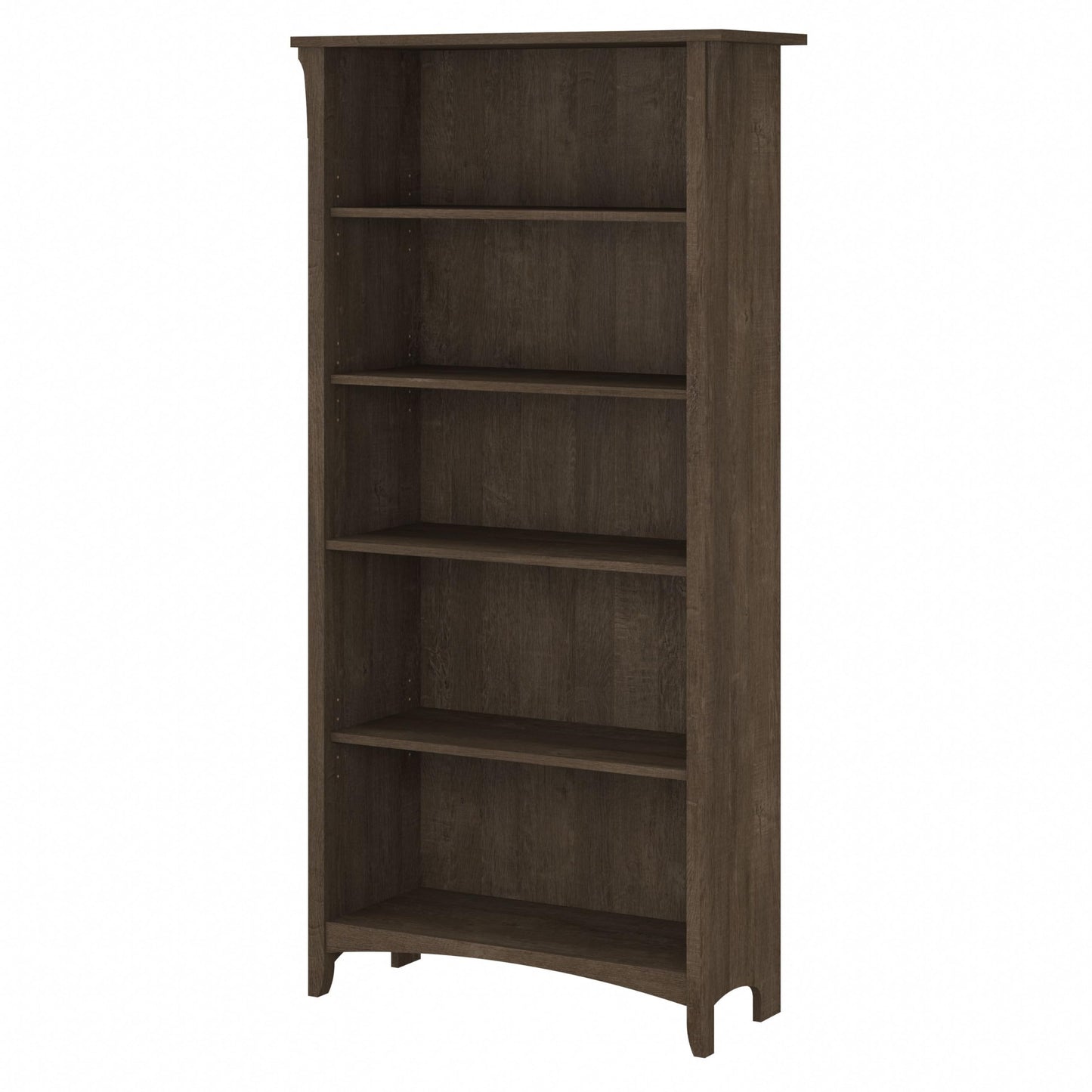Bush Home Salinas 5 Shelf Bookcase in Ash Brown, Tall Bookshelf, Large Book Shelf for Living Room, Home Office, or Entryway