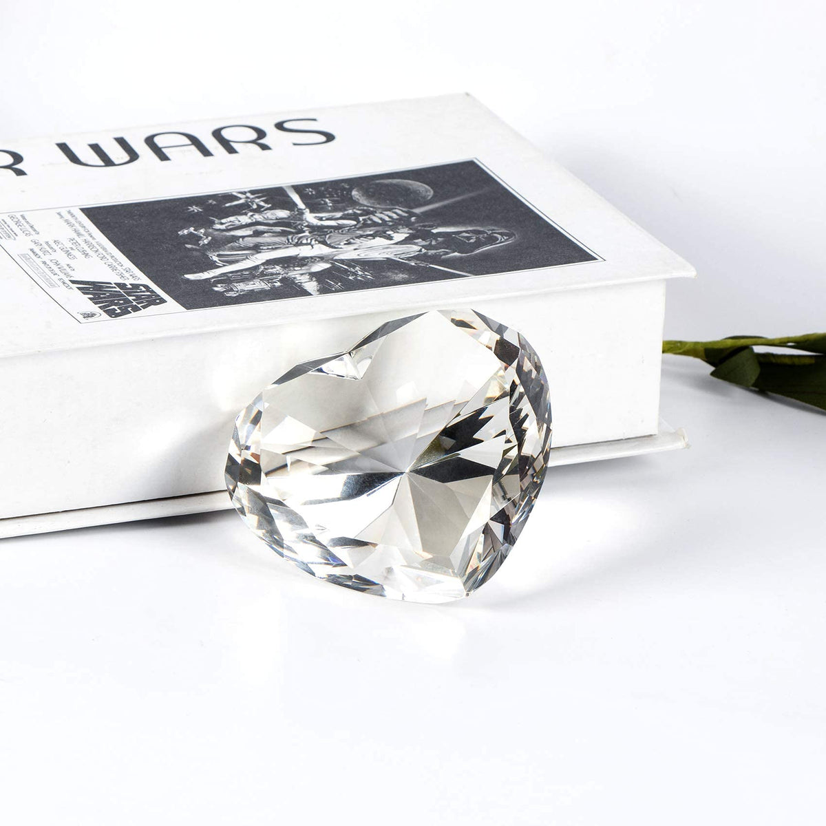 Clear Crystal Diamonds Paper Weights with Gift Box, 80mm Heart Shape Real Crystal Diamond Glass Gems Paperweight, Big Diamonds Birthday Anniversary Women Her Valentine's Day Gift