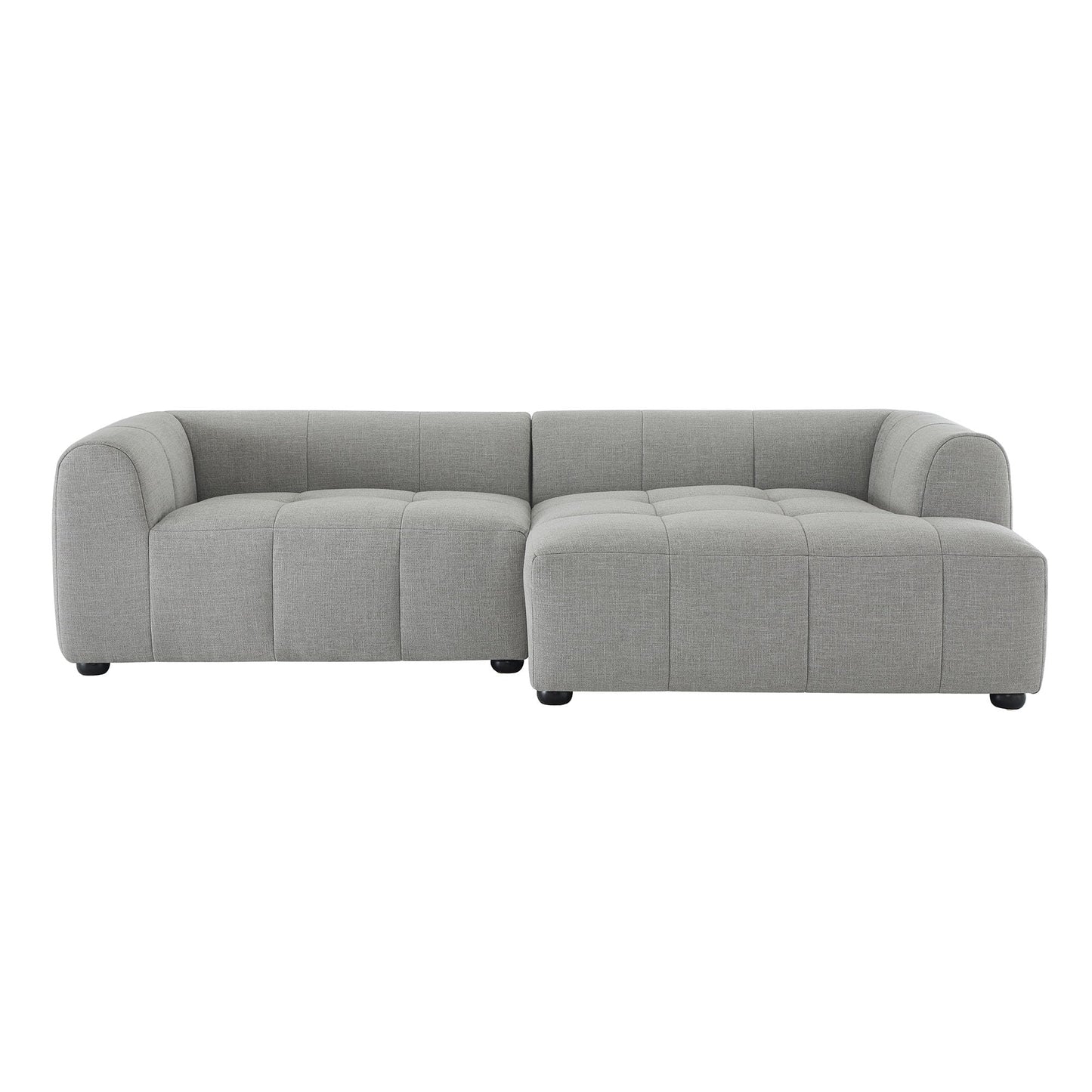 Modway Liana Right-Facing Modular Sofa with Chaise in Pewter - Modern Sectional Sofa Couch Furniture Set - Upholstered Fabric Chaise and Chair for Living Room, Lounge, Apartment