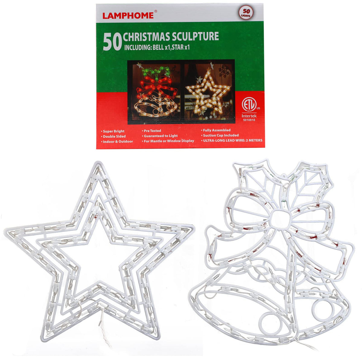 Xmasnova 2 Pack Christmas Window Lighted Decorations,Christmas Window Silhouette Lights,Double Side Sign Lamp Decoration for Holiday Indoor Wall Door Glass Decor,Beel,Star