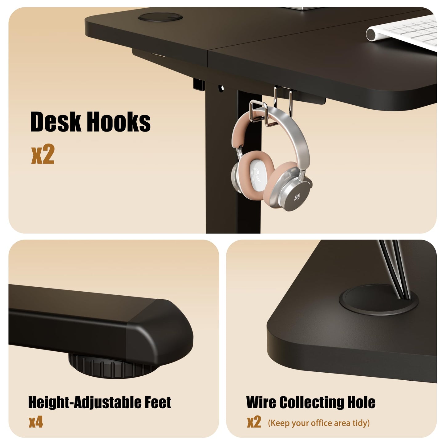 ERGOMAKER Electric Small Standing Desk, 31.5" x 23.6" Height Adjustable Sit Stand Desk with Splice Board for Home Office, Computer Desk Memory Preset (Black Frame, Black Desktop)