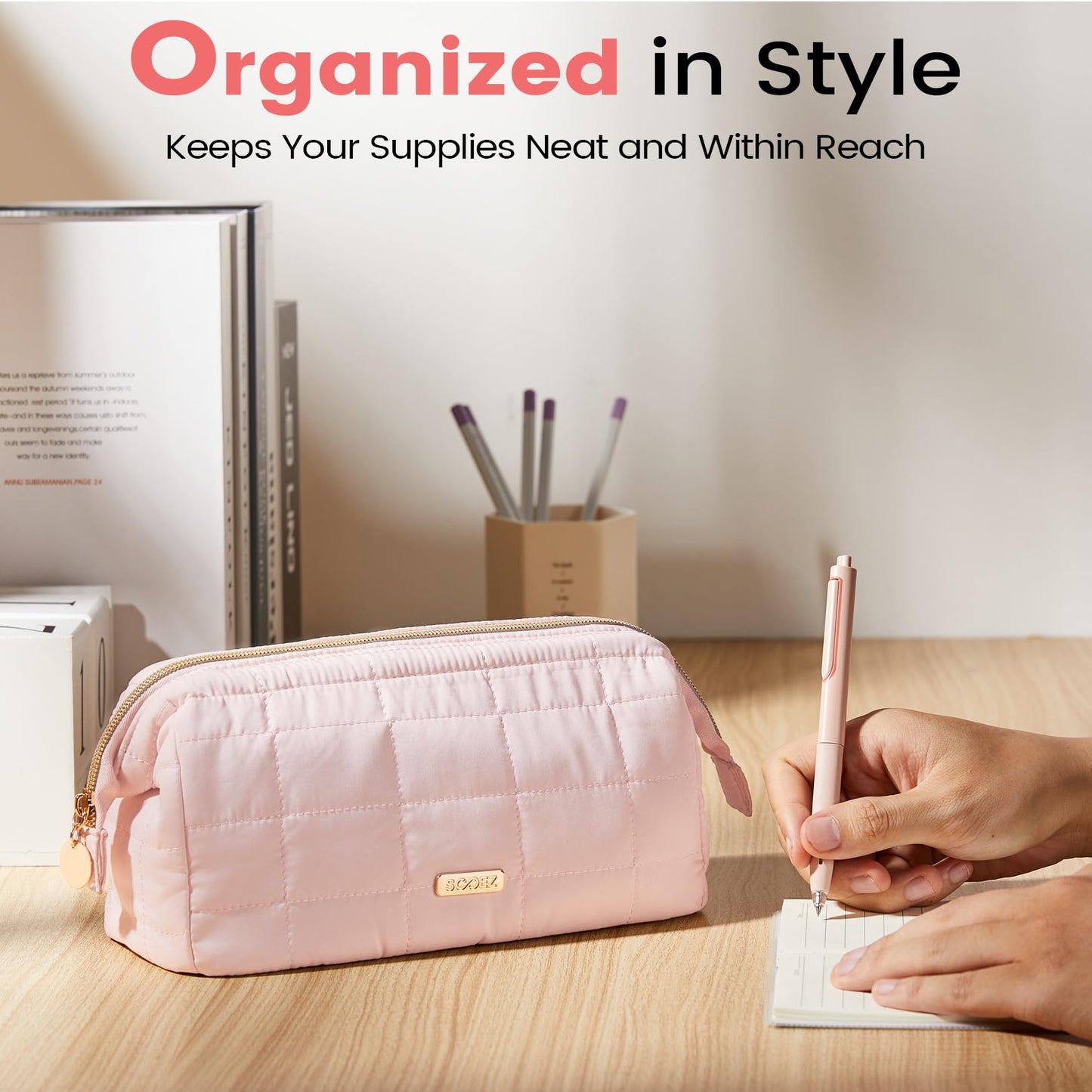 Sooez Large Pencil Case Pouch, Soft Pencil Bag with Zipper, Pen Bag Wide Opening, School Supplies Cute Pencil Case for Girls Boy Men Women, Soft Green
