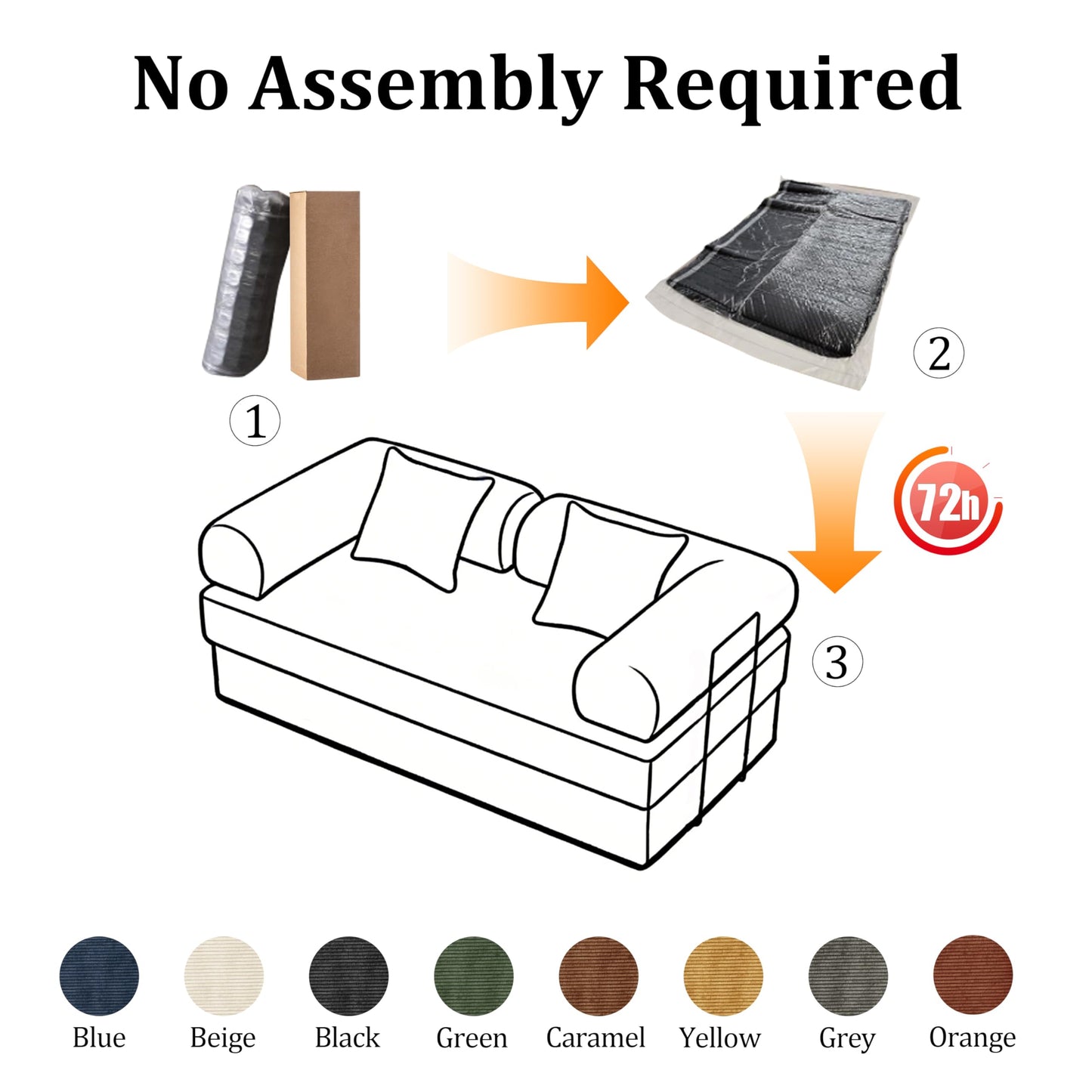 59'' Convertible Compressed Corduroy Folding Cloud Sofa Bed, Modern Boneless Pull Out Loveseat Sleeper in a Box, 4 in 1 Floor Mattress Futon Fluffy Couch, No Assembly Needed, Beige, 2 Pillows, Full