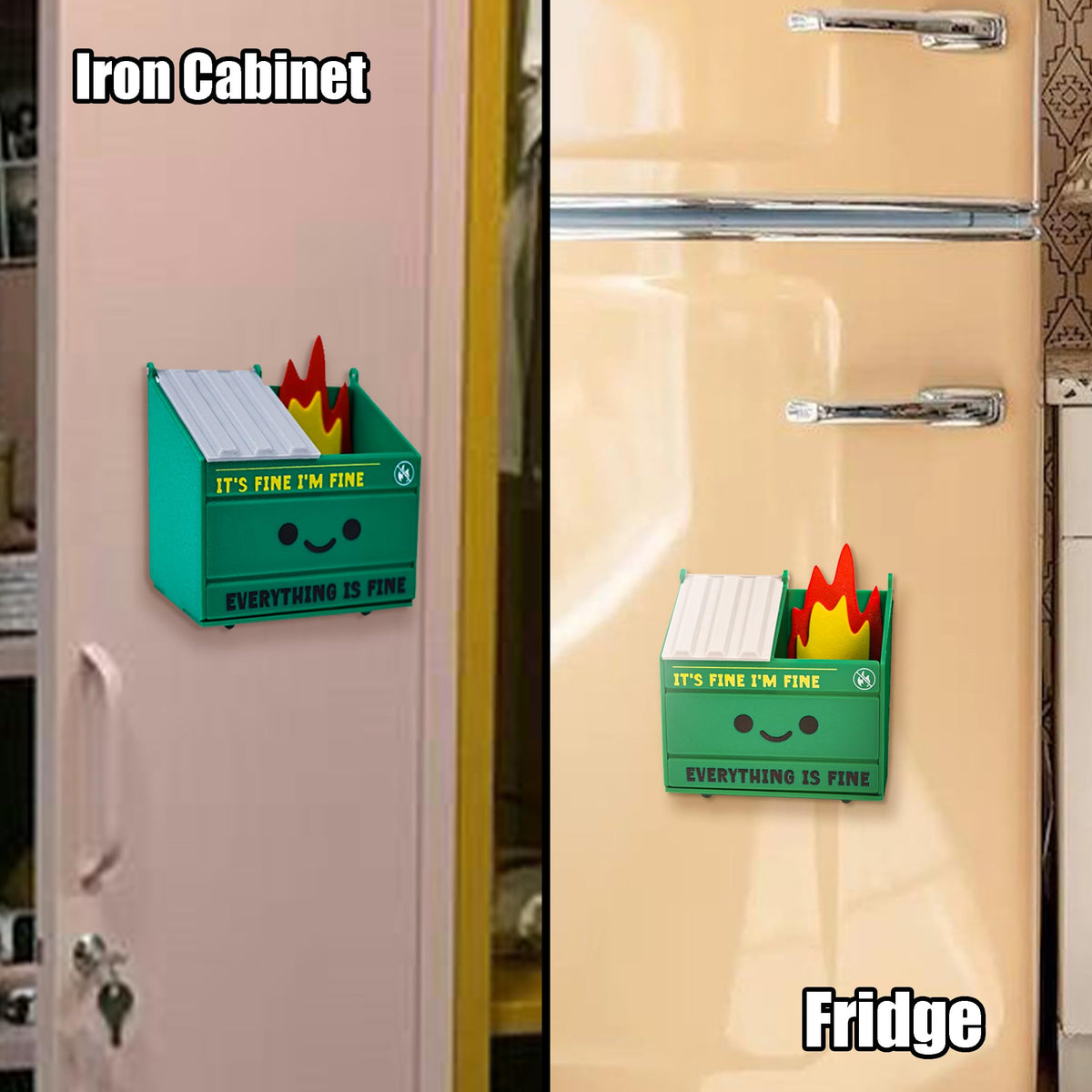 Tian Zhun Dumpster Fire Pencil Holder Funny Magnetic Pen Holder Set of 2,Strong Magnets to Store Marker Pencil Organizer for Refrigerator Whiteboard Locker Home Office or Hospital
