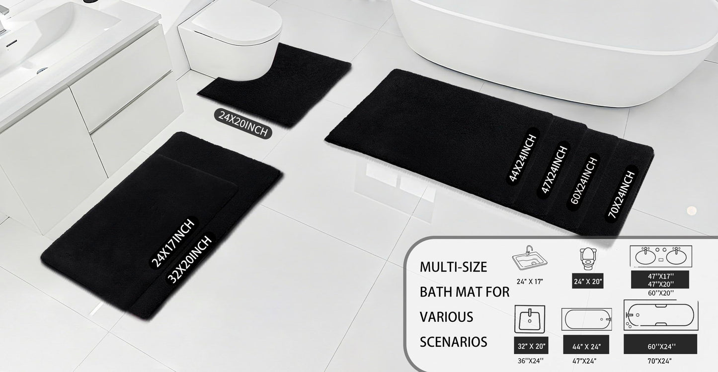 MINIDEAR Toilet Rugs 24x20 - U Shaped Black Thick Memory Foam Contour Rugs,Ultra Soft & Plush Fluffy, Non-Slip, Quick Dry, Absorbent Washable Floor Microfiber Mat for Home Decor Accessories