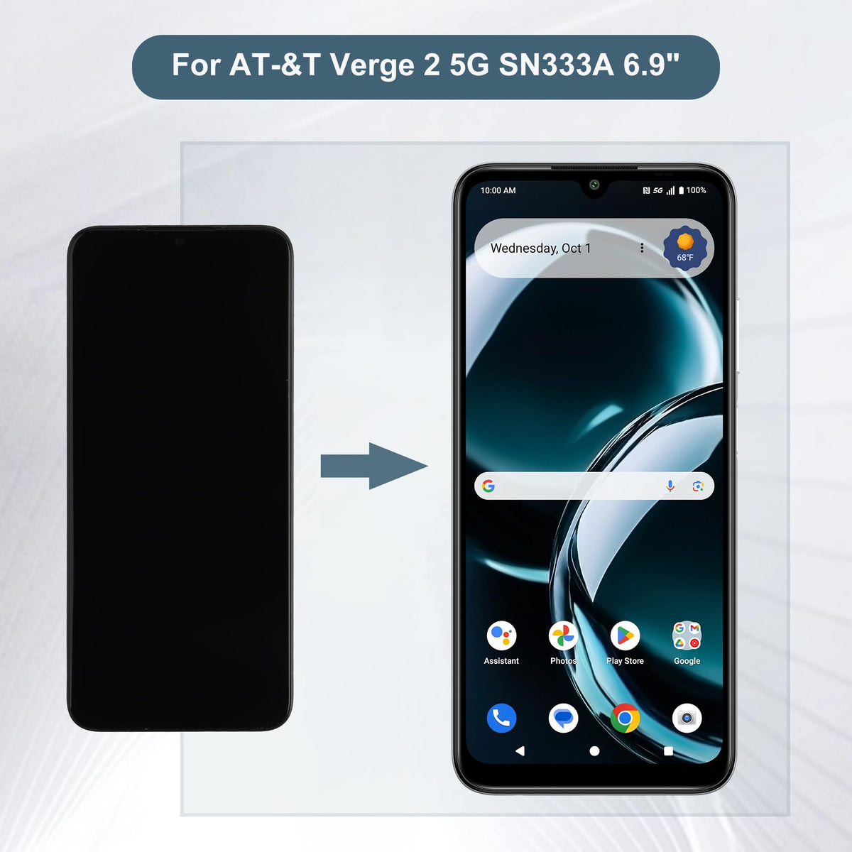 E-yiiviil Replacement LCD Display Touch Screen Digitizer Assembly Compatible with AT&T Verge 2 5G SN333A 6.9" with Tools