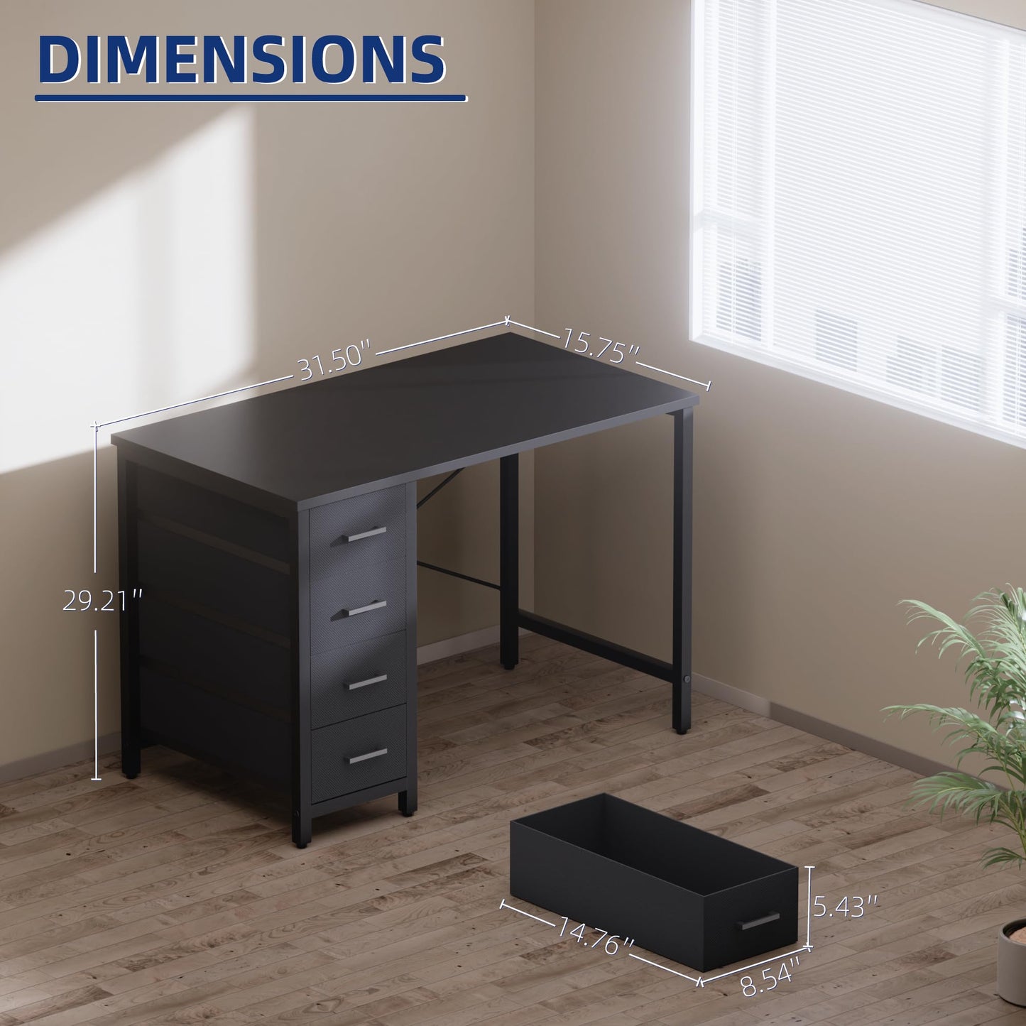 Pamray 32 Inch Computer Desk with 4 Drawers Small Office Desk for Home Bedroom Study Writing Simple Modern Computer Table White