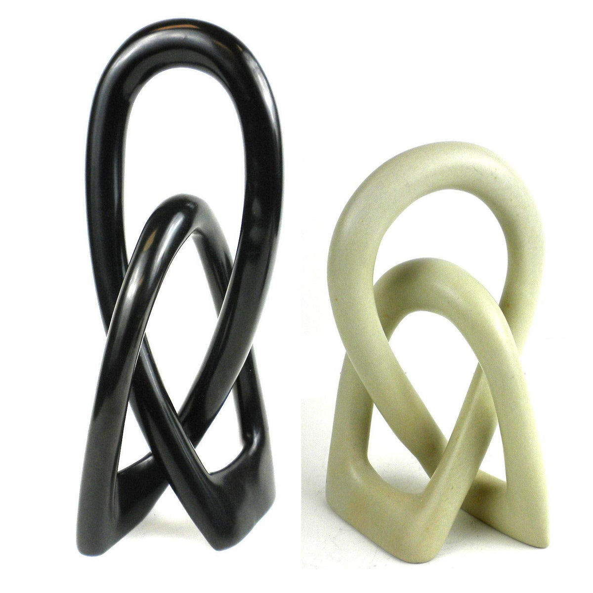 Global Crafts - Soapstone Lovers Knot Sculpture - 10 in Black
